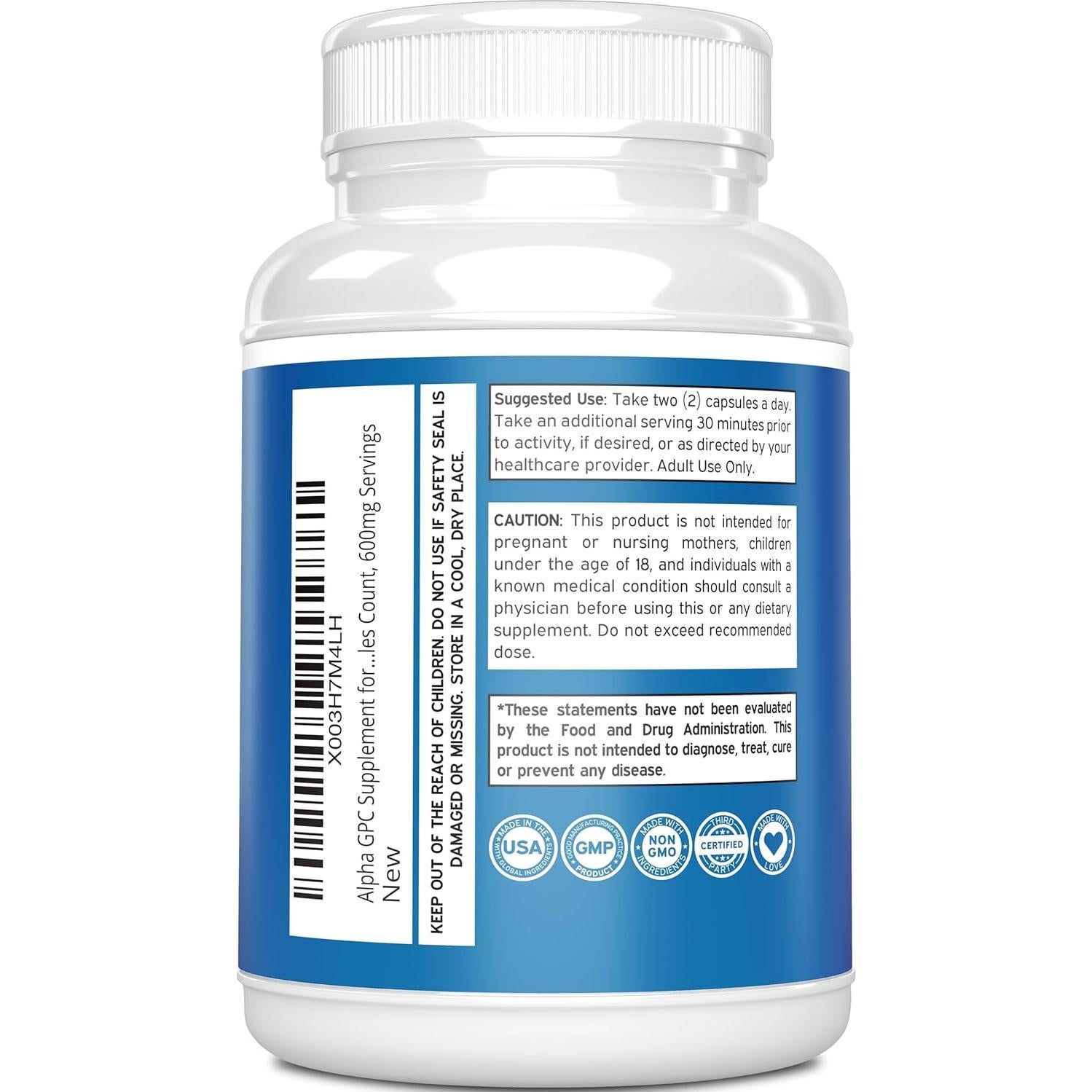 Cápsulas de Alpha GPC Colina Dorado Nutrition 600mg 120 Unidades