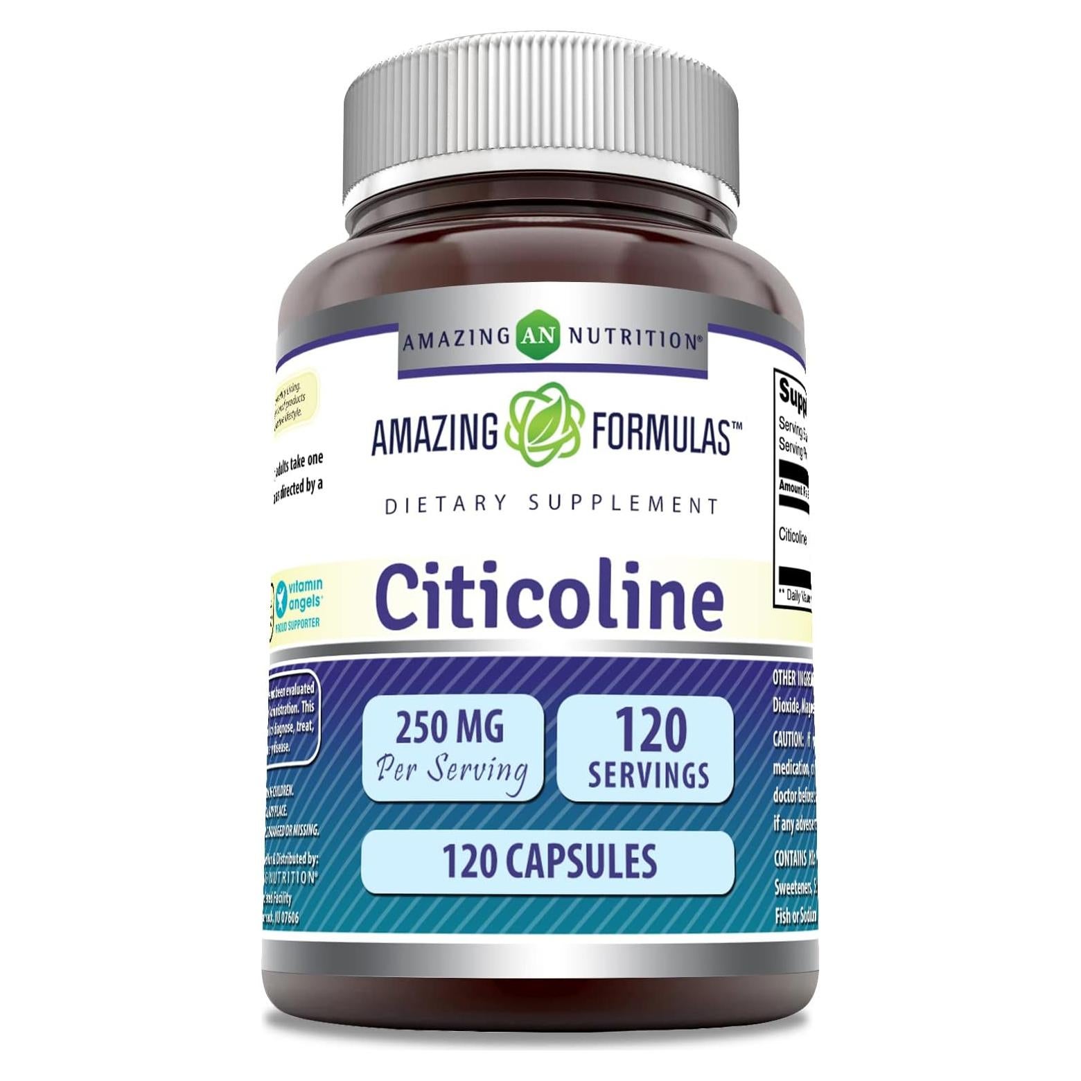 Suplemento de Citicolina 250 mg Fórmulas Asombrosas 120 Cápsulas