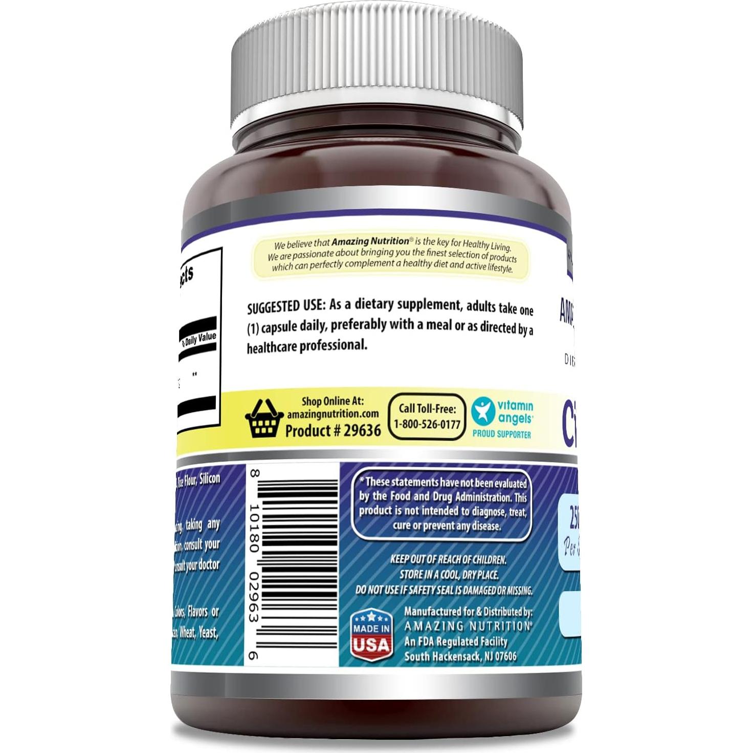 Suplemento de Citicolina 250 mg Fórmulas Asombrosas 120 Cápsulas