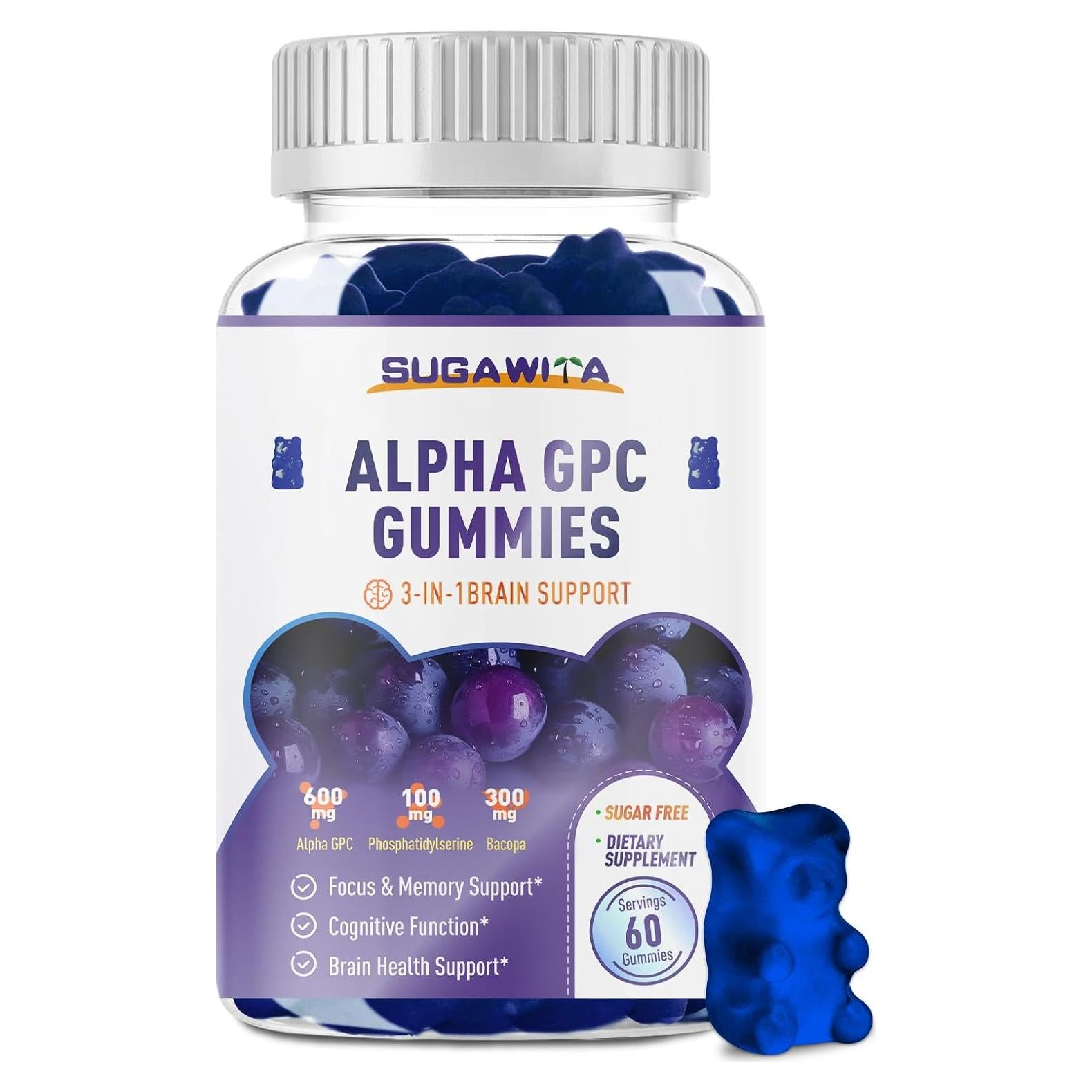 Gomitas SUGAWITA Alpha GPC 600mg - Soporte Cerebral 60 Unidades