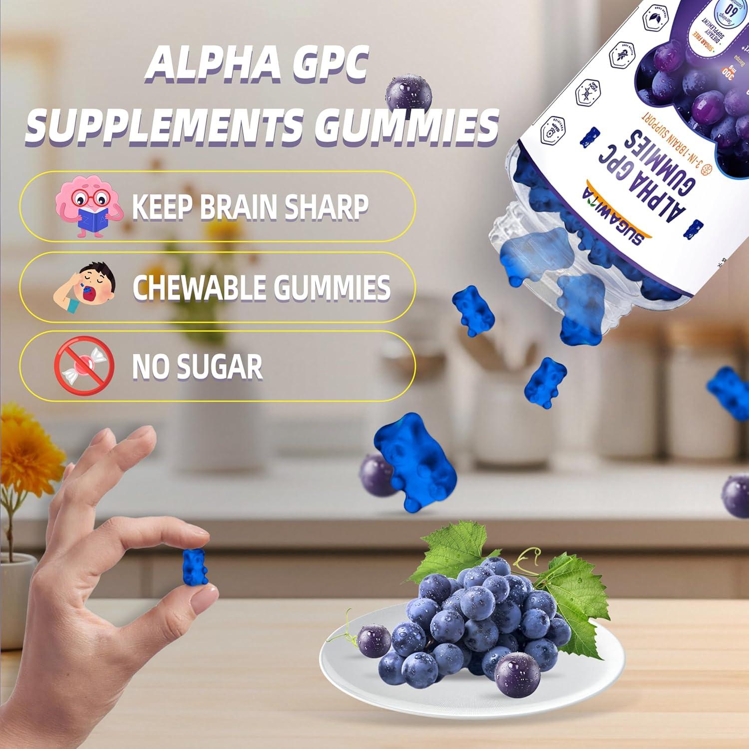 Gomitas SUGAWITA Alpha GPC 600mg - Soporte Cerebral 60 Unidades