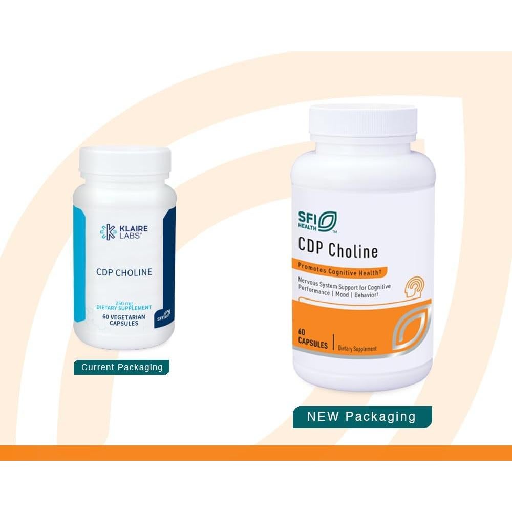 Suplemento de Colina Klaire Labs 250mg - 60 Cápsulas Hipoalergénicas