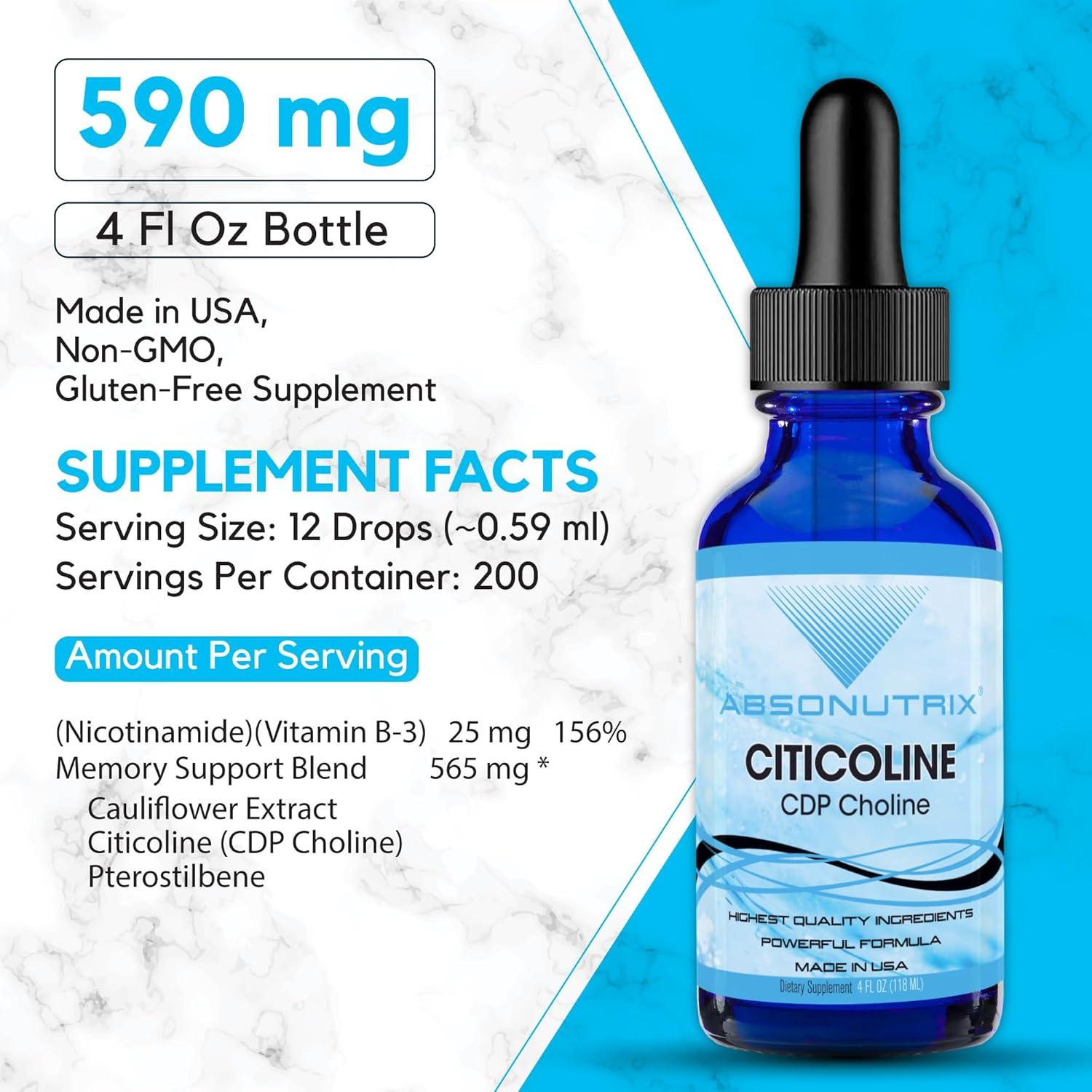Suplemento Líquido Citicolina 590 mg Absonutrix 118 ml