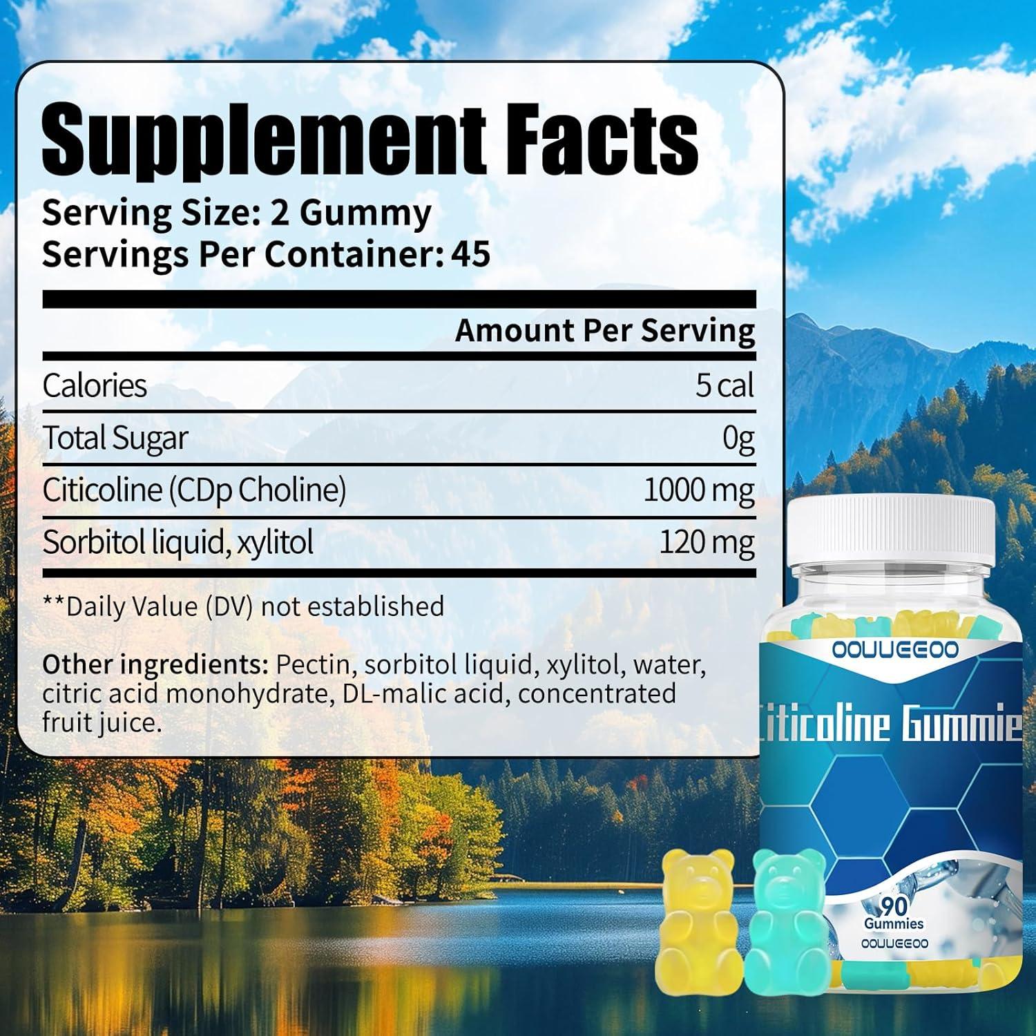 Gominolas de Citicolina 1000mg OOUUEEOO Veganas para Memoria