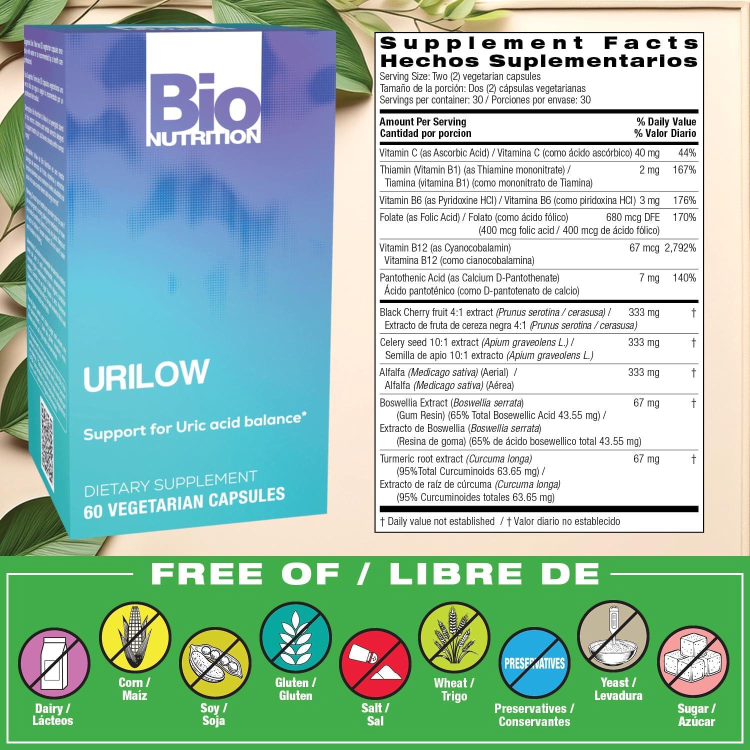 Suplemento Urilow Bio Nutrition 2 Pack 120 Cápsulas Vegetarianas
