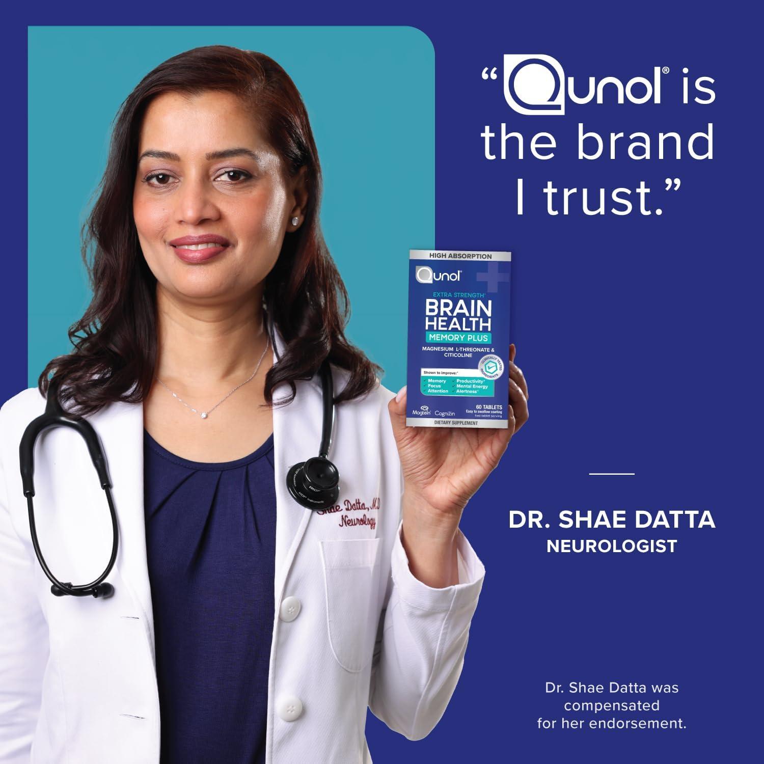 Qunol Salud Cerebral Memoria Plus 60 Cápsulas - Magnesio L-Treonato y Citicolina