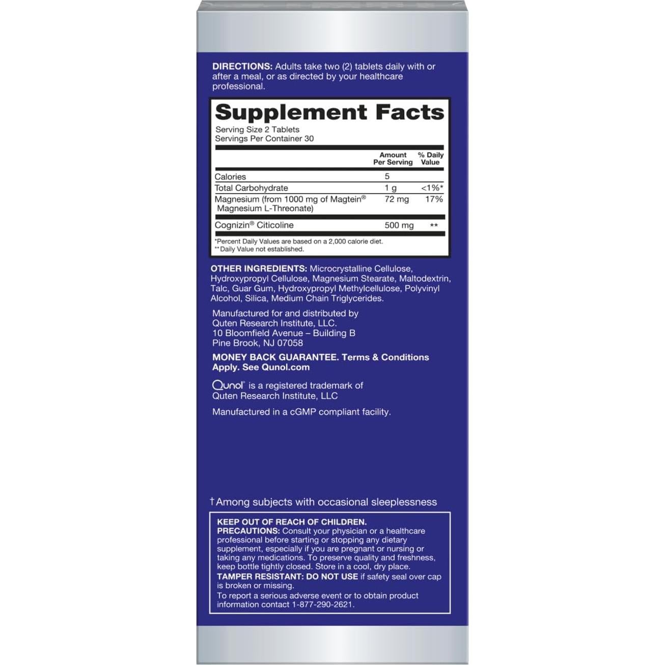 Qunol Salud Cerebral Memoria Plus 60 Cápsulas - Magnesio L-Treonato y Citicolina
