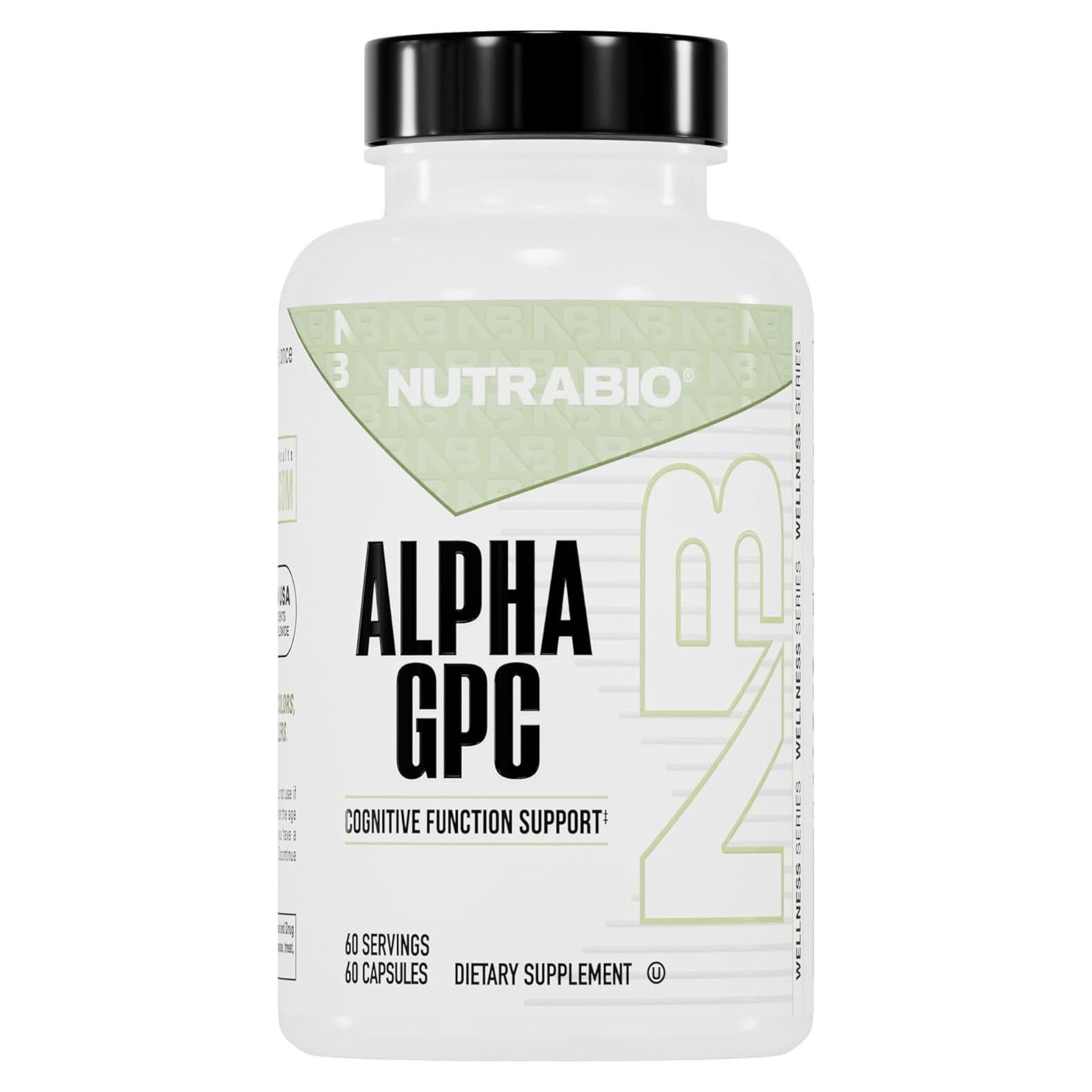Alpha GPC NutraBio 300mg - 60 Cápsulas Vegetales para Memoria