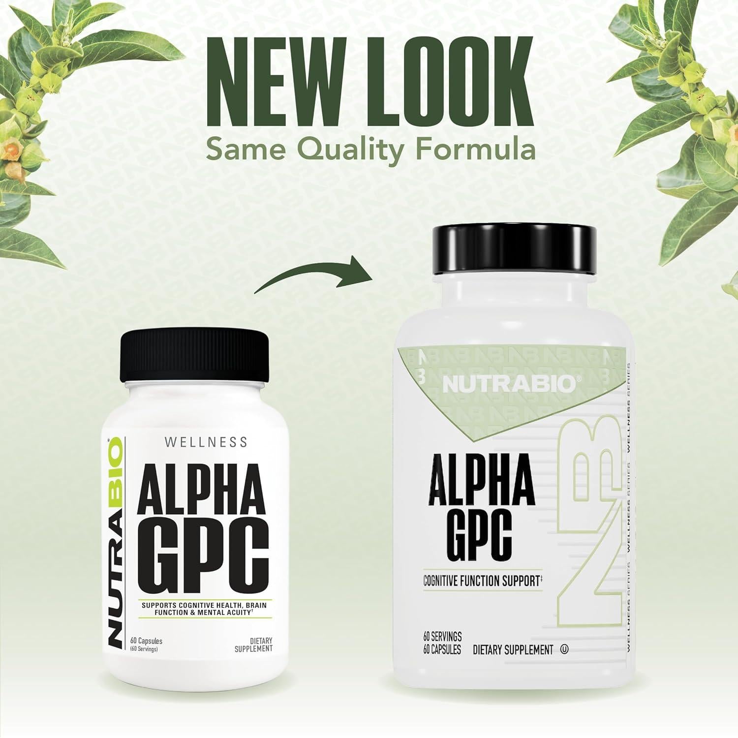 Alpha GPC NutraBio 300mg - 60 Cápsulas Vegetales para Memoria