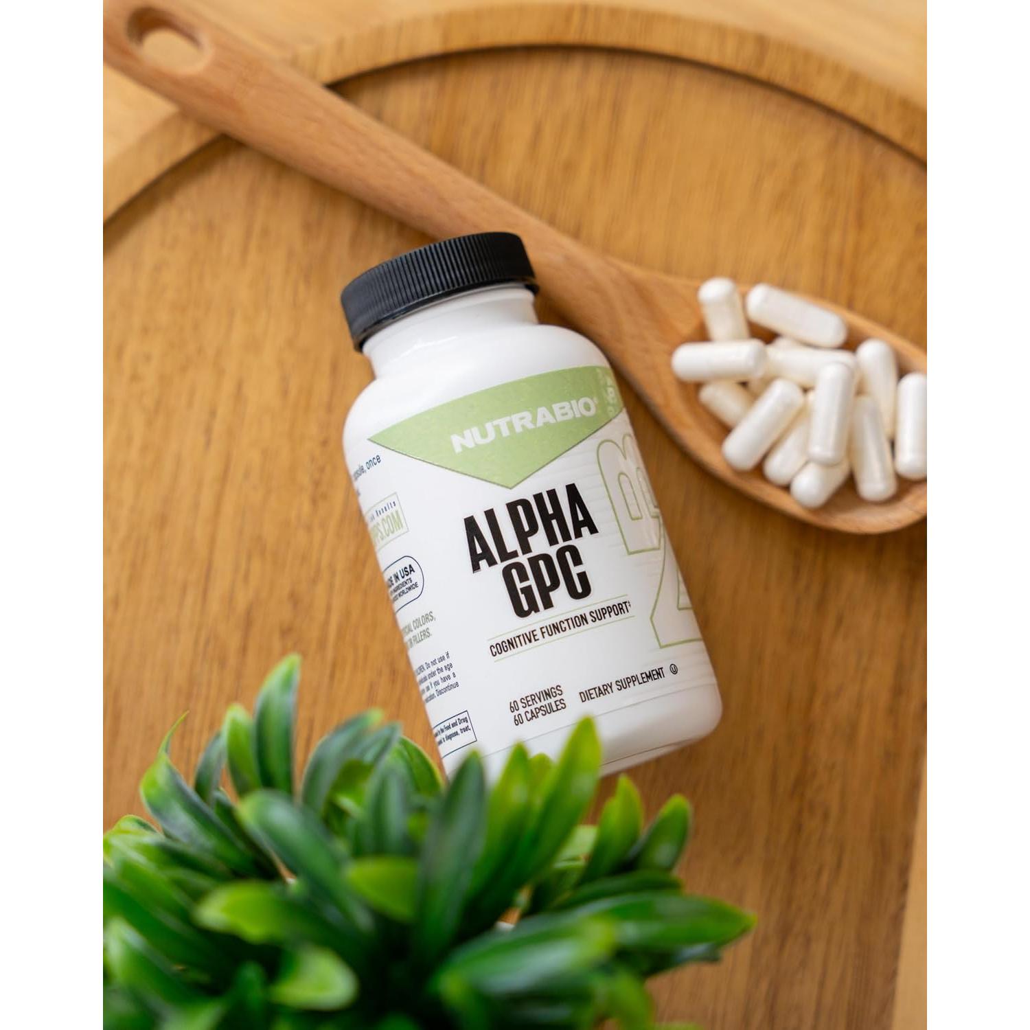 Alpha GPC NutraBio 300mg - 60 Cápsulas Vegetales para Memoria