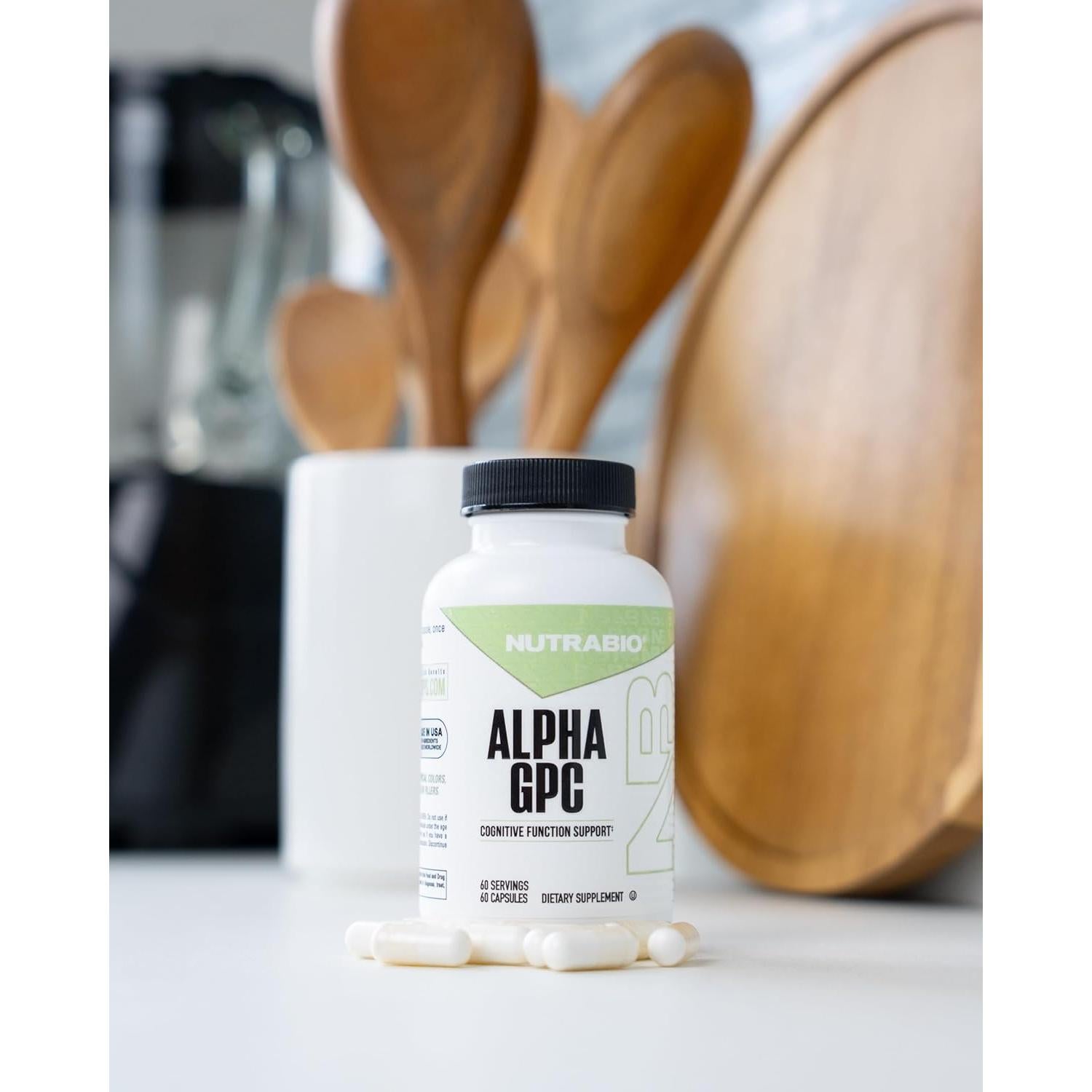Alpha GPC NutraBio 300mg - 60 Cápsulas Vegetales para Memoria