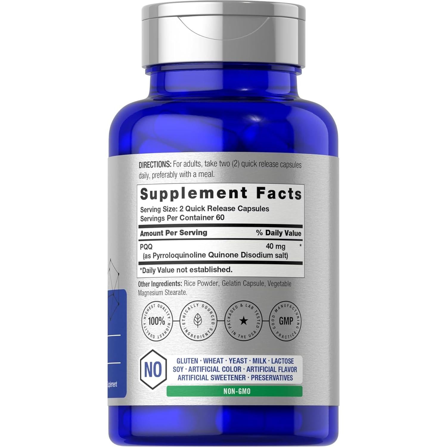 Suplemento PQQ Horbaach 40 mg - 120 Cápsulas Antioxidantes