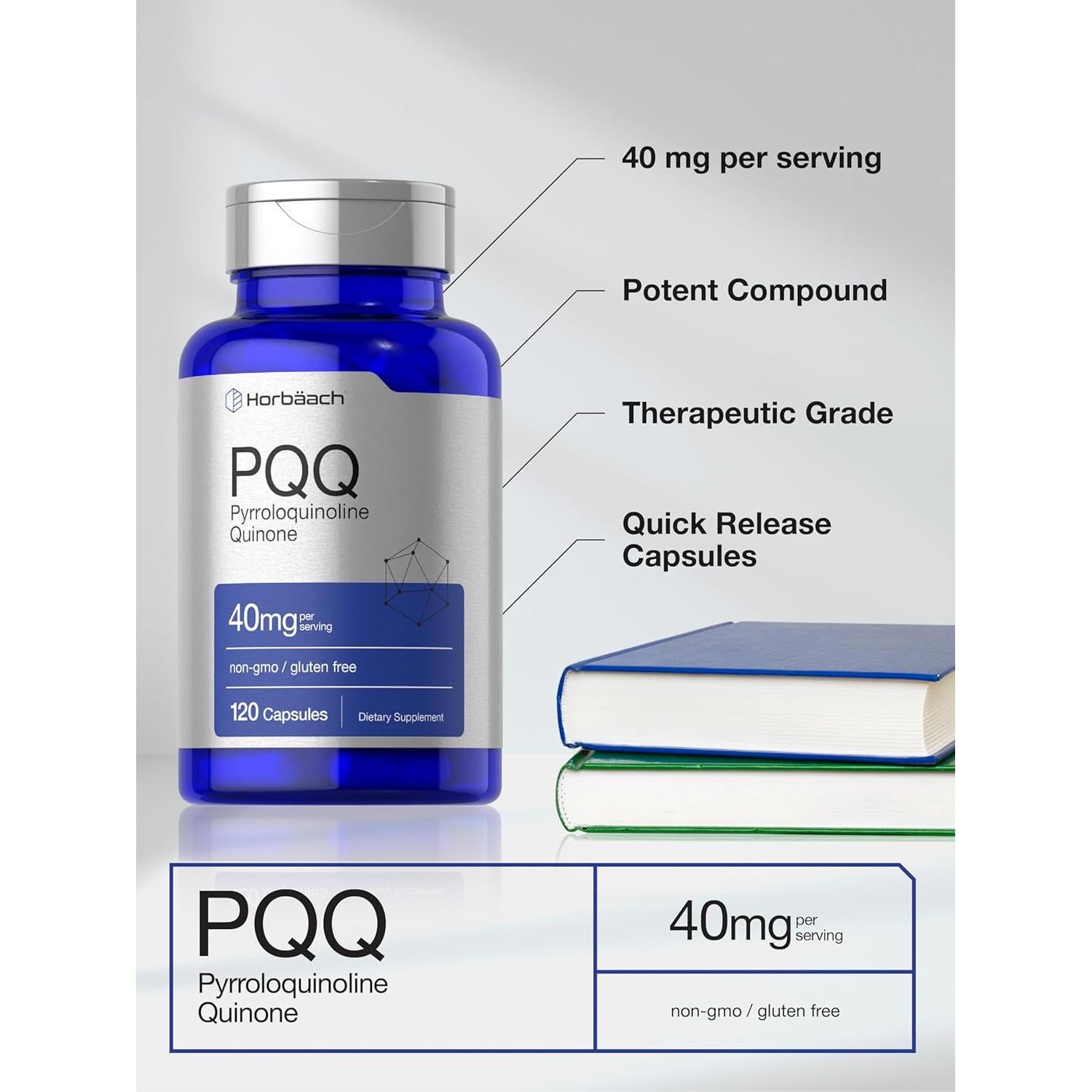 Suplemento PQQ Horbaach 40 mg - 120 Cápsulas Antioxidantes
