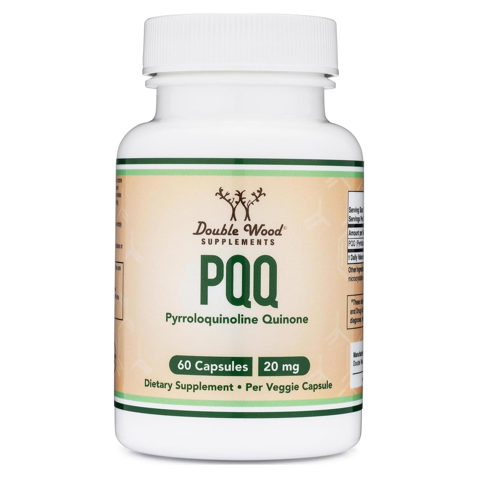 Suplemento PQQ 20mg Double Wood - 60 Cápsulas Veganas