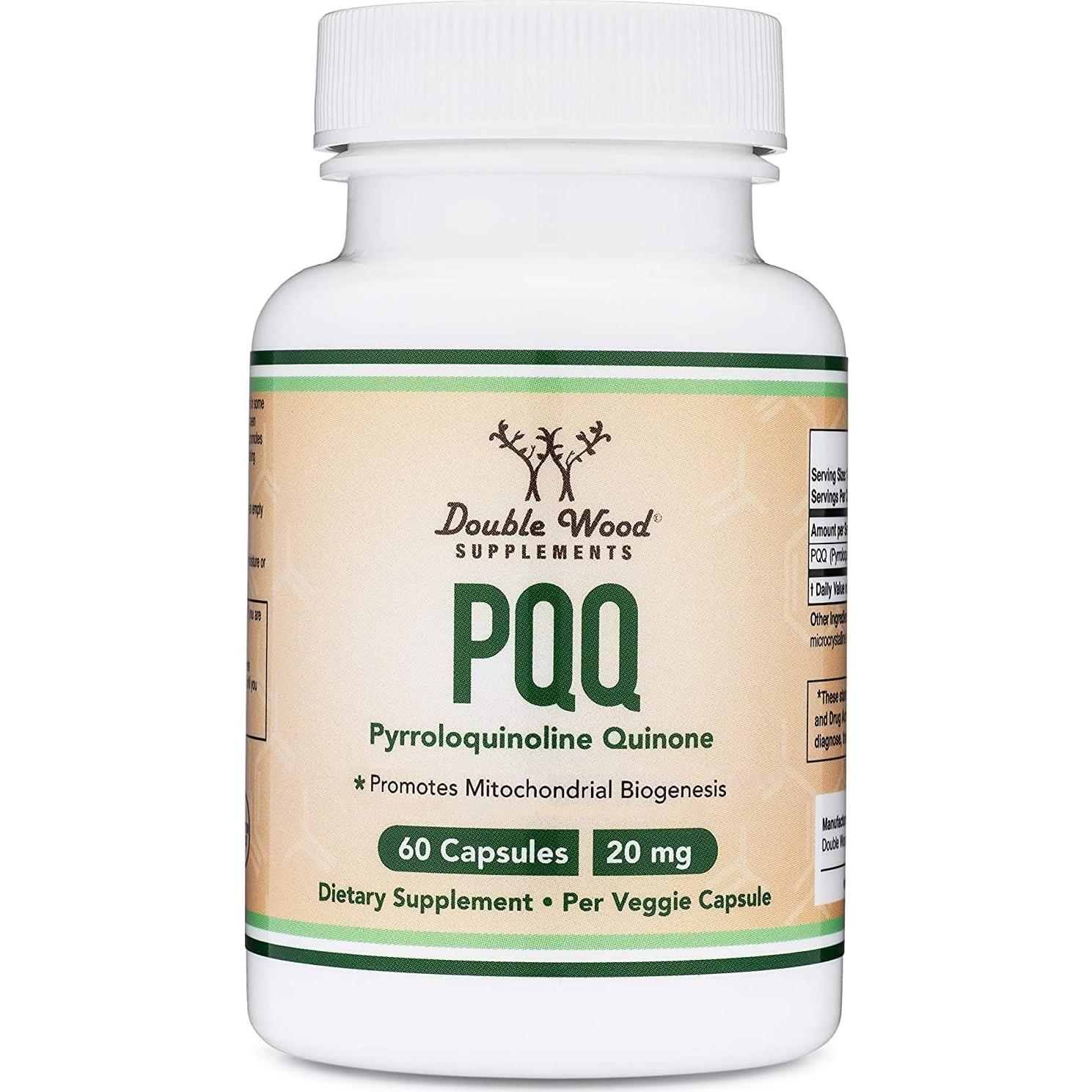 Suplemento PQQ 20mg Double Wood - 60 Cápsulas Veganas