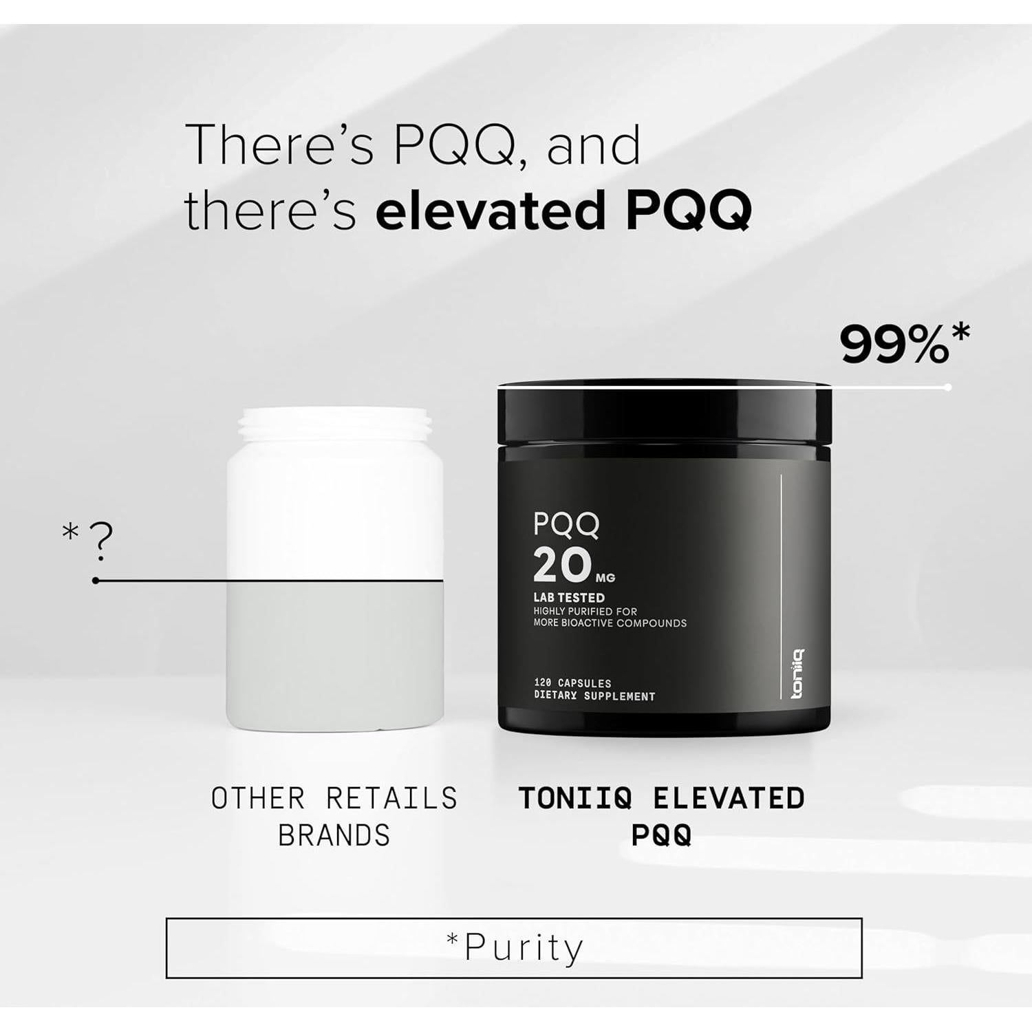 Suplemento Toniiq PQQ 20mg - 120 Cápsulas Vegetarianas