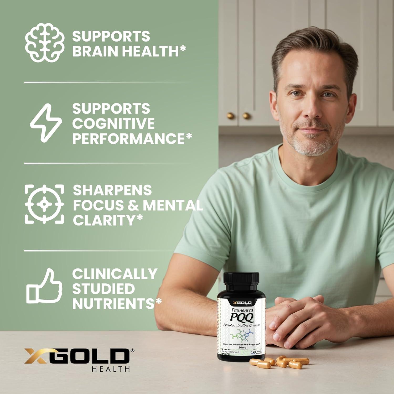 Suplemento PQQ Fermentado X Gold Health 20mg 120 Cápsulas