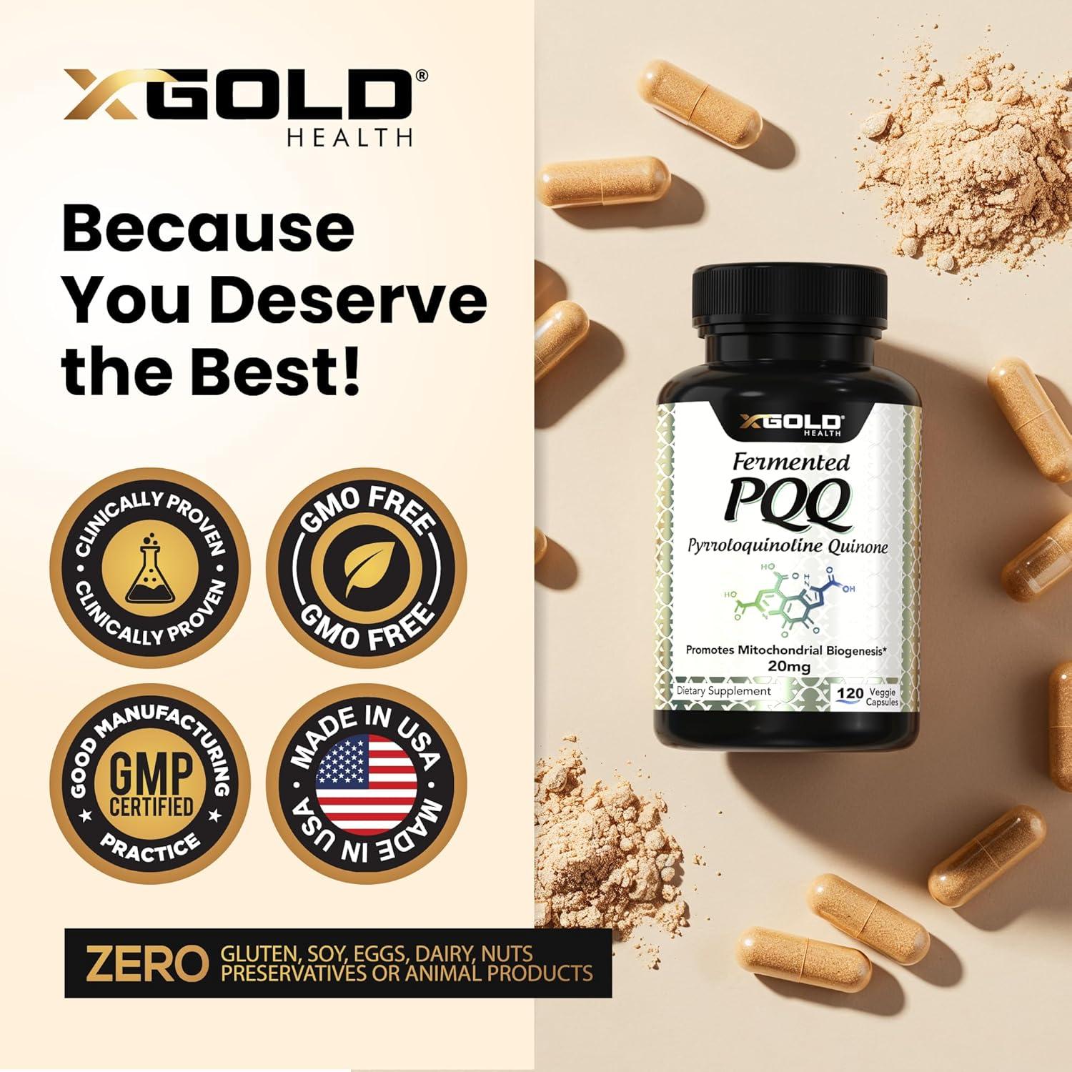 Suplemento PQQ Fermentado X Gold Health 20mg 120 Cápsulas