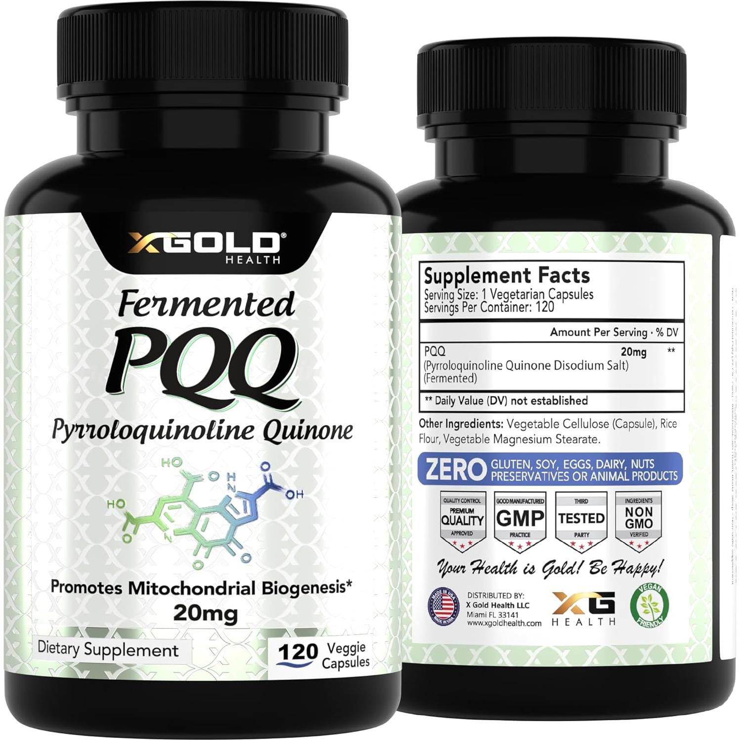 Suplemento PQQ Fermentado X Gold Health 20mg 120 Cápsulas
