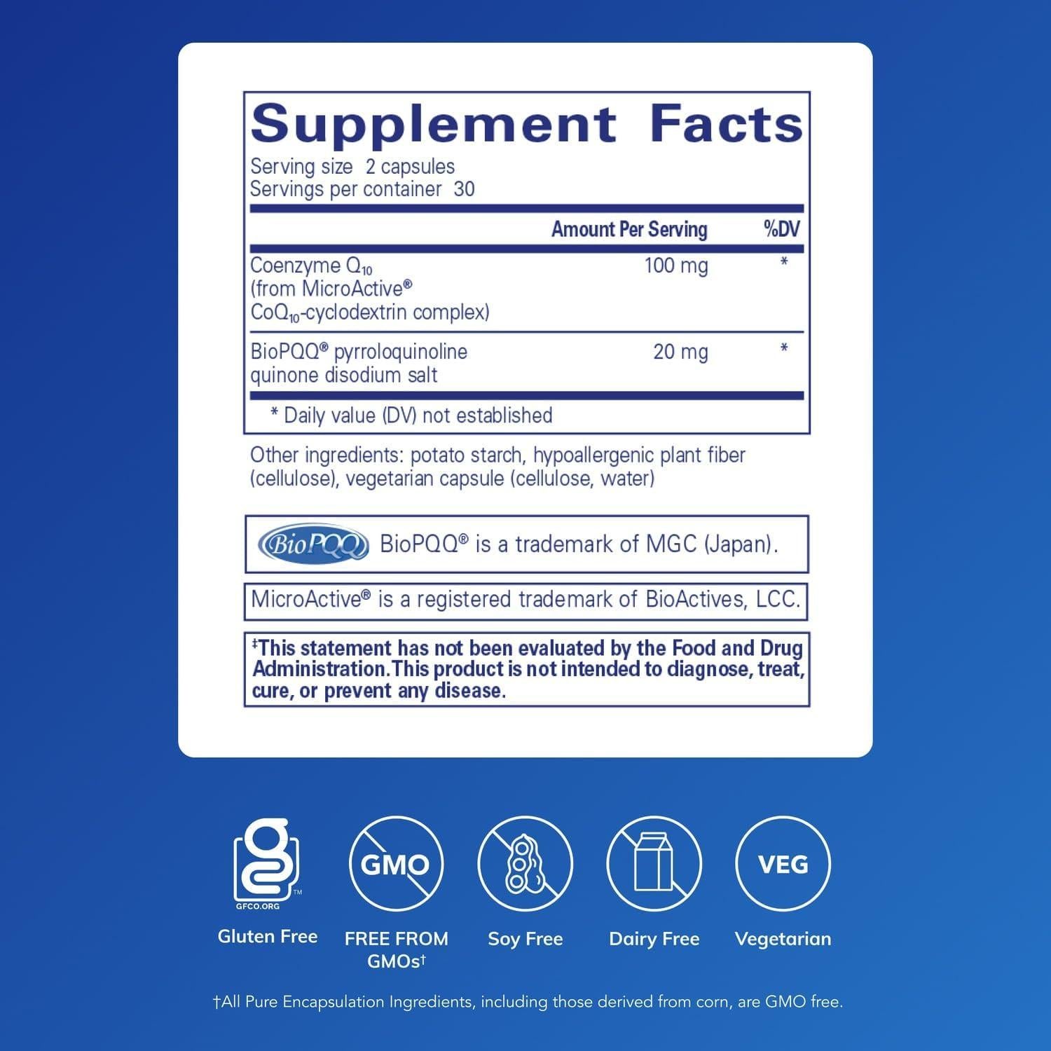 Suplemento Antioxidante Pure Encapsulations SR-CoQ10 60 Cápsulas