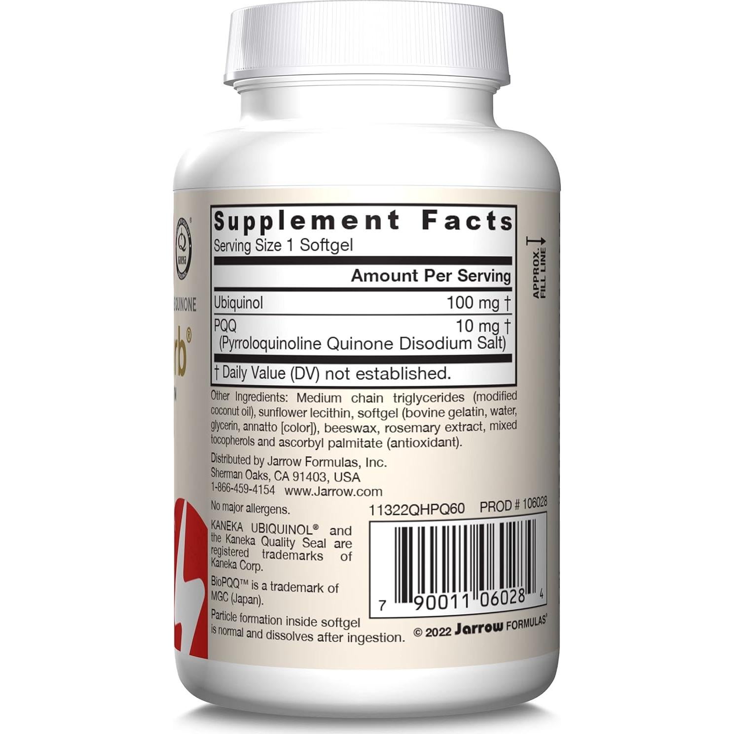 Suplemento Antioxidante Jarrow QH-Absorb + PQQ 60 Gelatinas