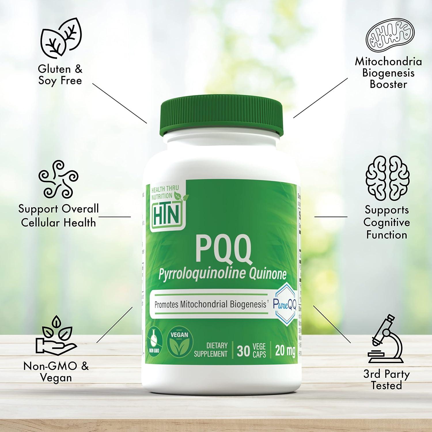 Suplemento PQQ Health Thru Nutrition 20mg 30 Cápsulas Vegano