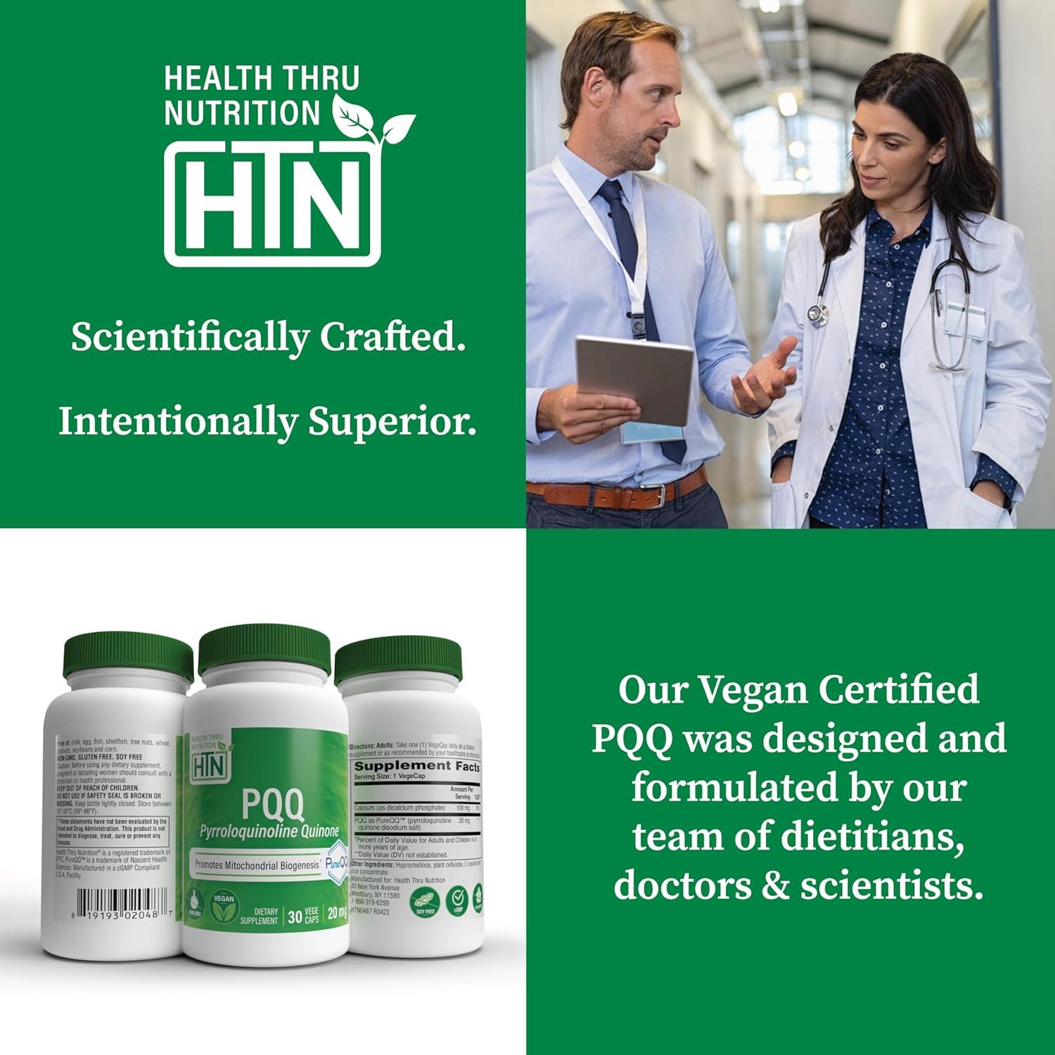 Suplemento PQQ Health Thru Nutrition 20mg 30 Cápsulas Vegano