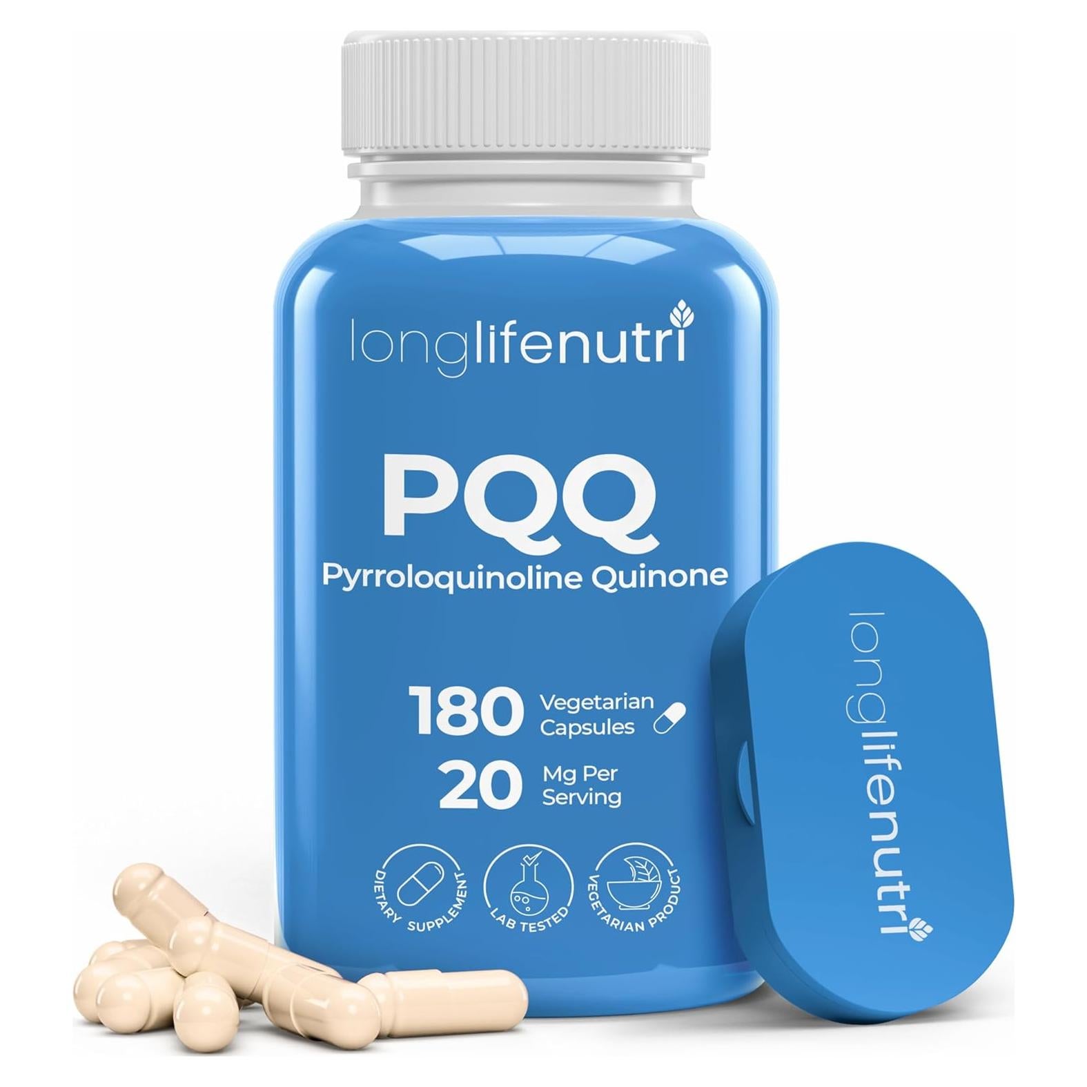 LongLifeNutri PQQ 20mg - 180 Cápsulas Vegetarianas, Suplemento Energético