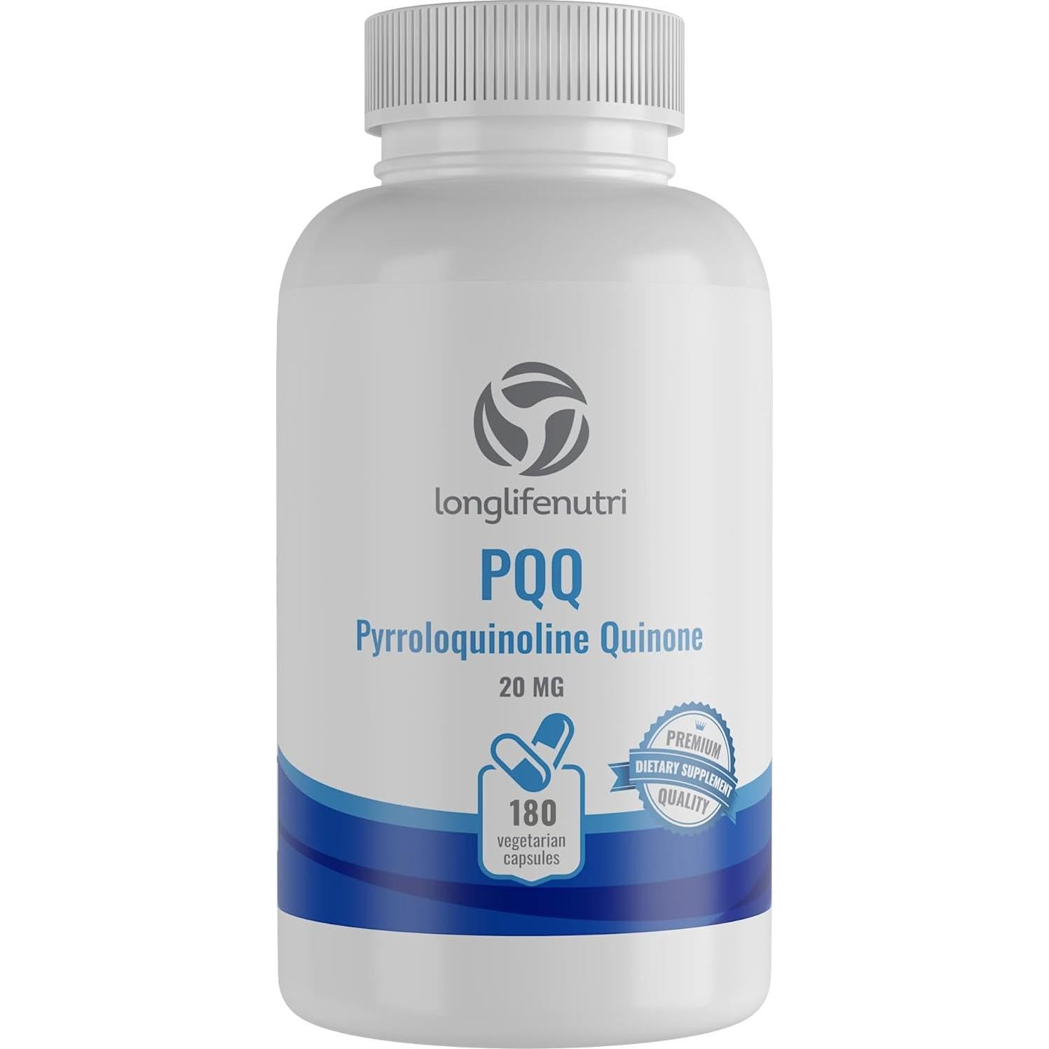 LongLifeNutri PQQ 20mg - 180 Cápsulas Vegetarianas, Suplemento Energético