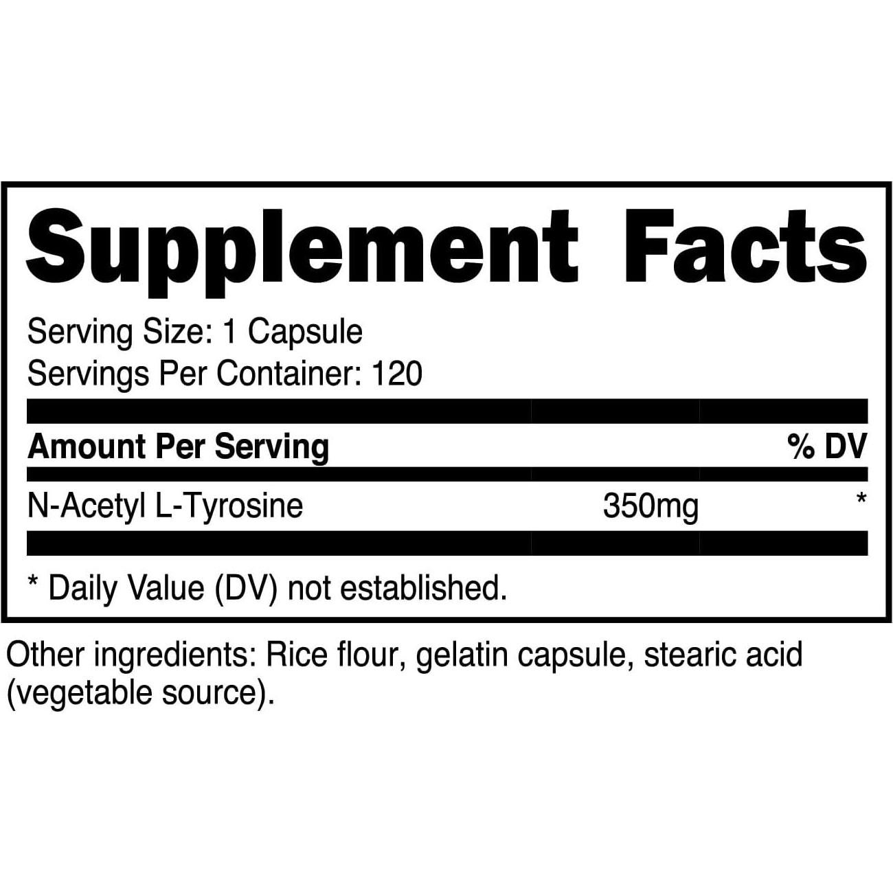 Cápsulas Primal N-Acetil L-Tirosina 350mg - 120 Porciones