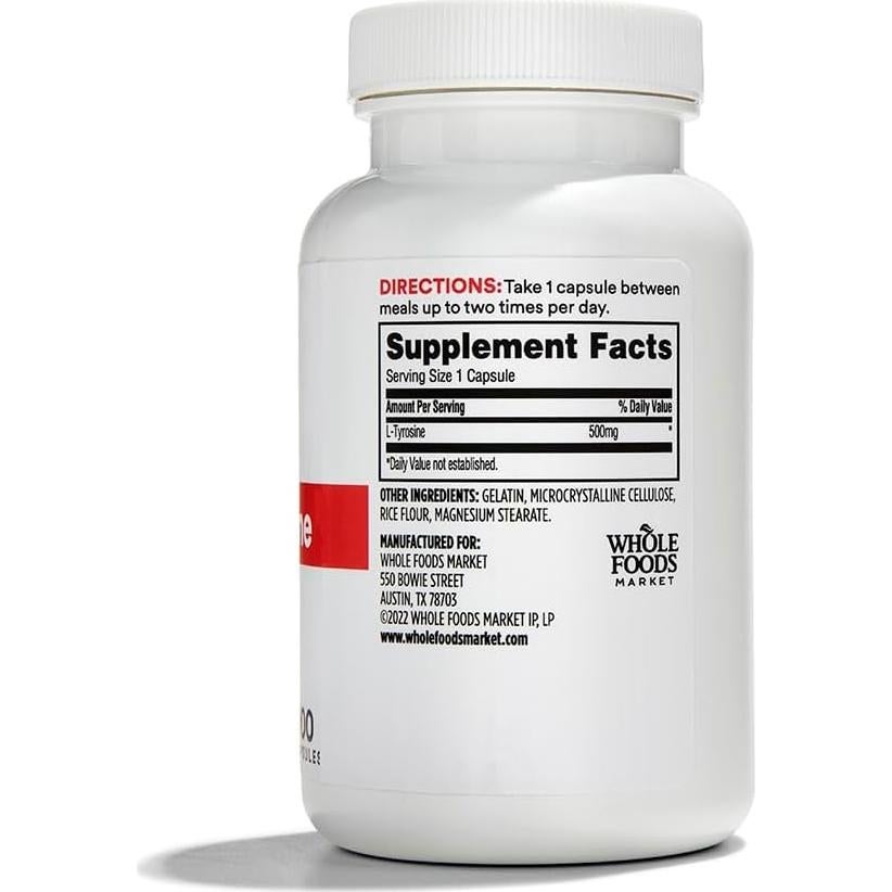 L-Tirosina 500mg 100 Cápsulas 365 Whole Foods Market