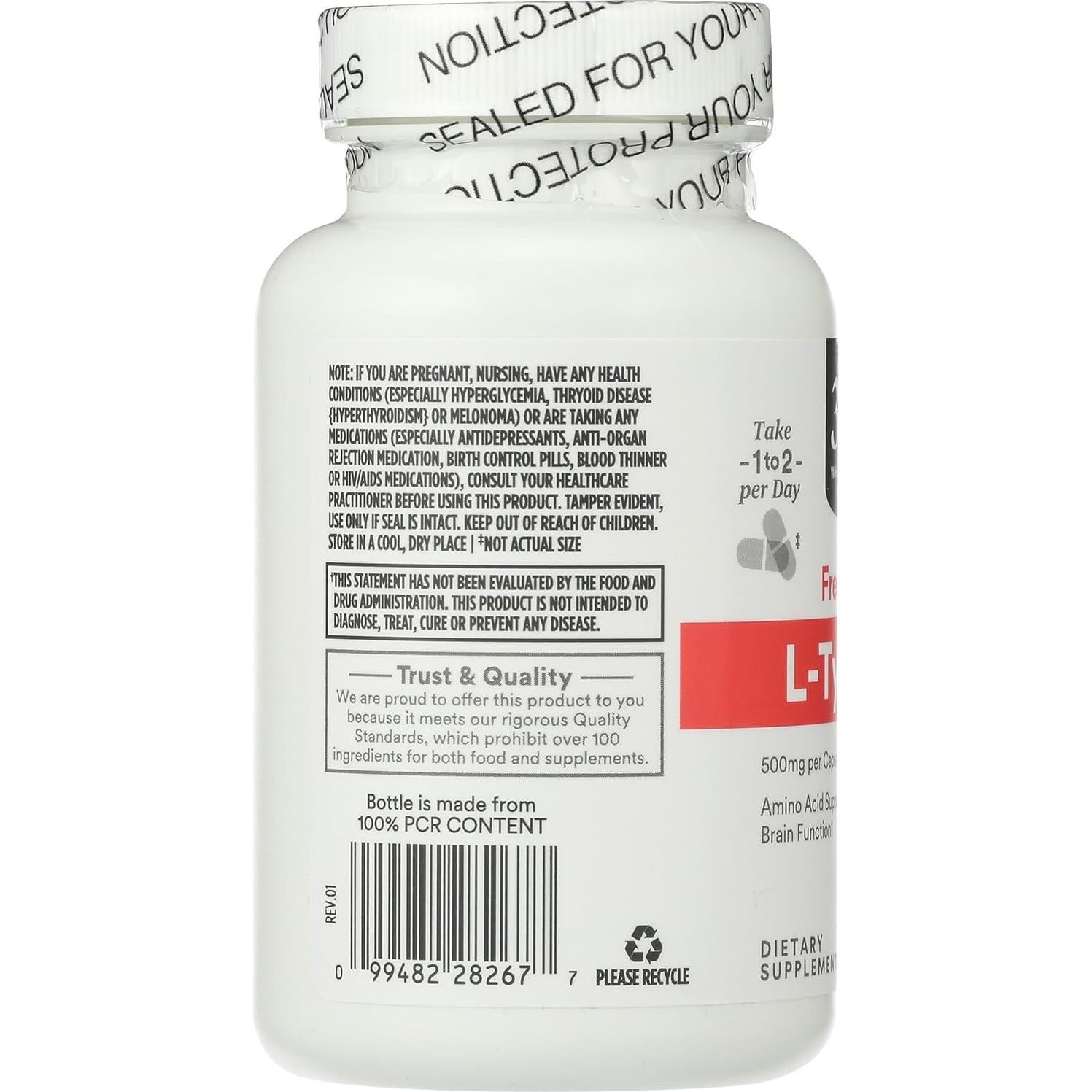 L-Tirosina 500mg 100 Cápsulas 365 Whole Foods Market