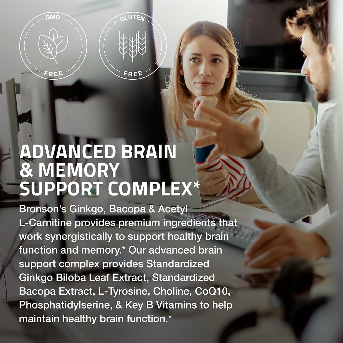 Suplemento Cerebral Bronson Ginkgo Bacopa 30 Tabletas