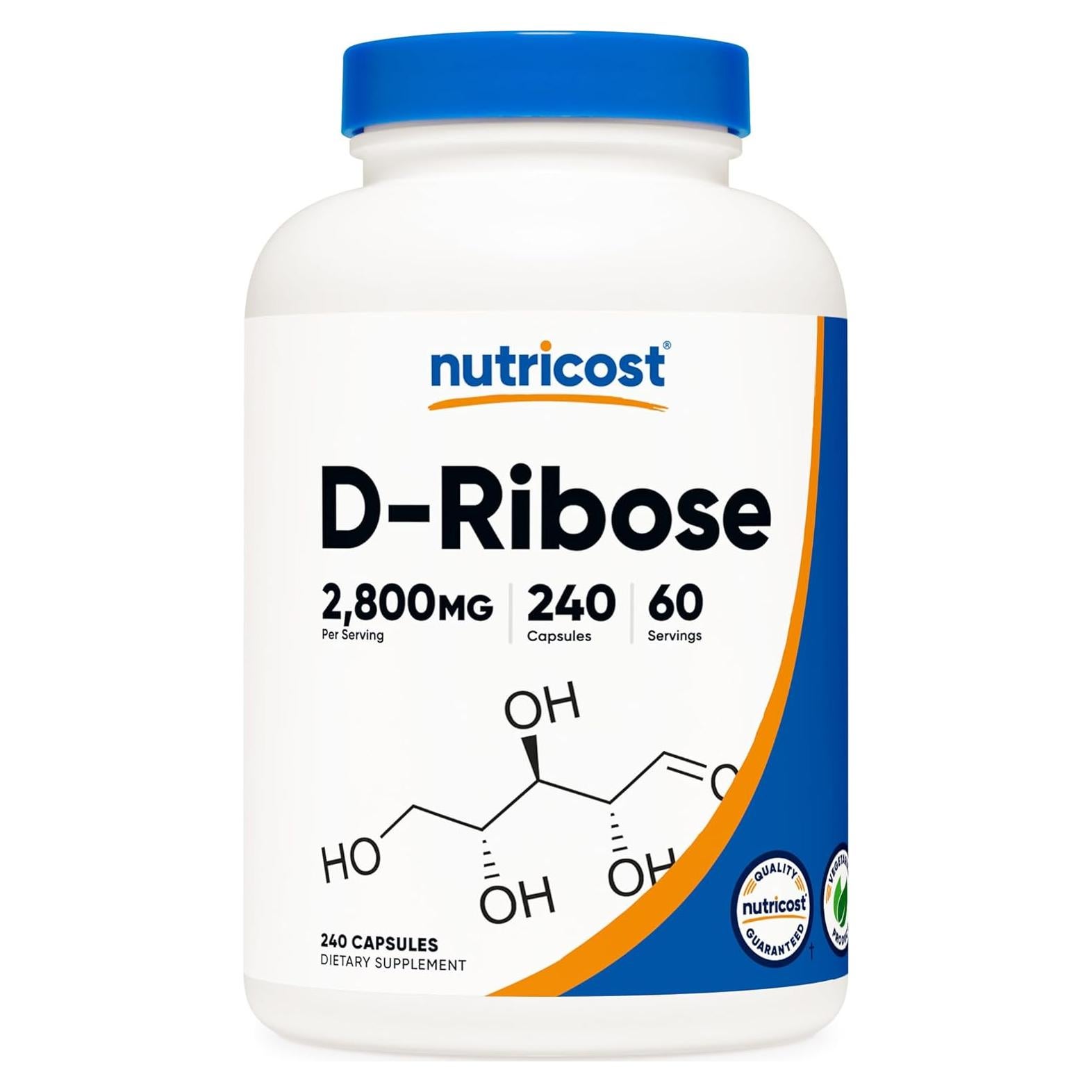 D-Ribosa Nutricost 700mg - 240 Cápsulas Vegetarianas