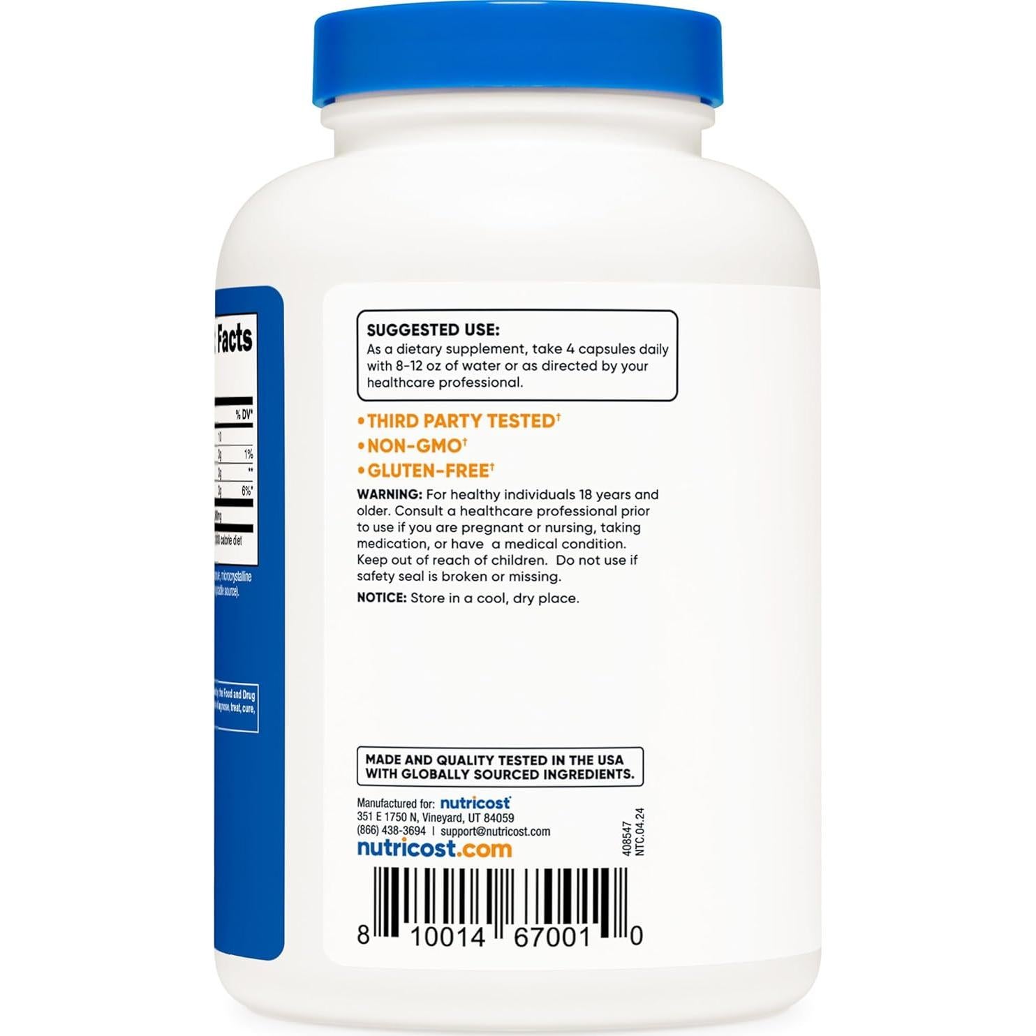 D-Ribosa Nutricost 700mg - 240 Cápsulas Vegetarianas