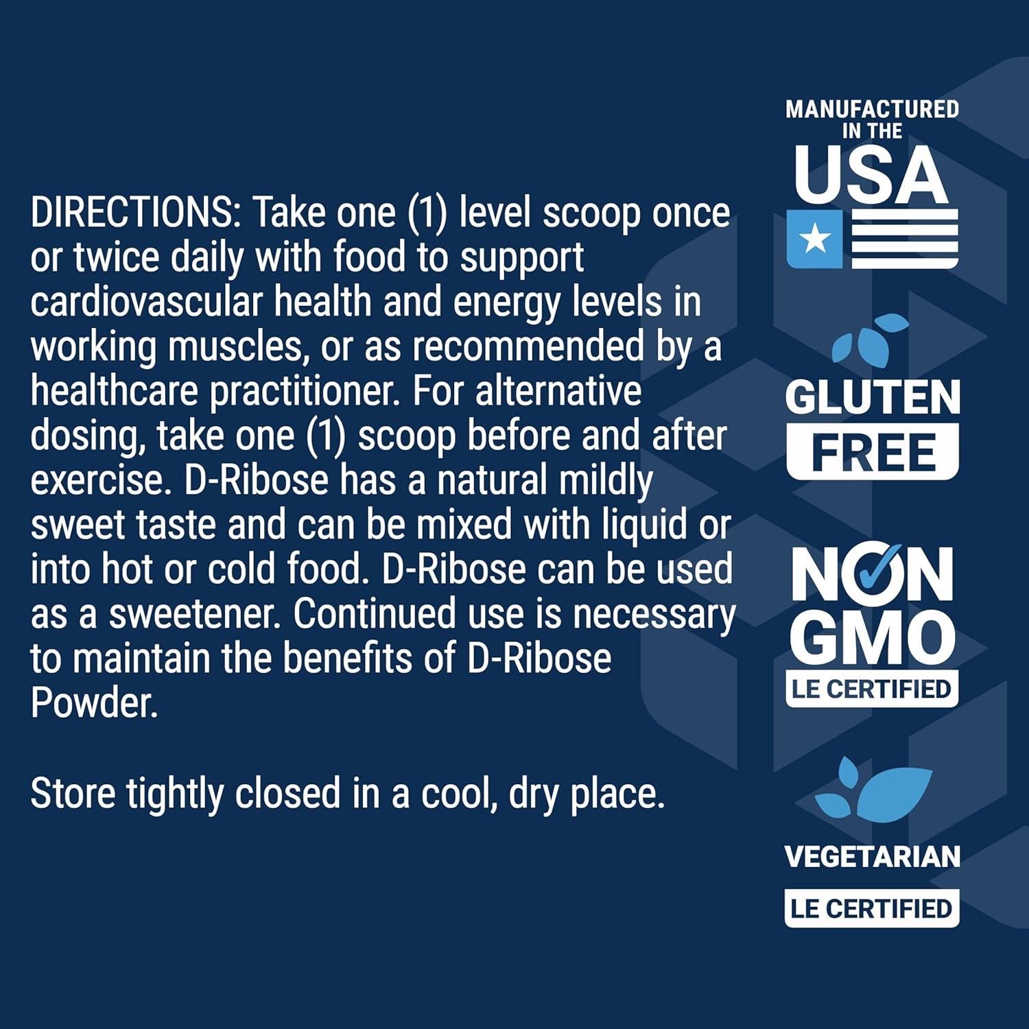 Polvo de D-Ribosa Life Extension 150g - Energía Celular y Salud Cardiovascular