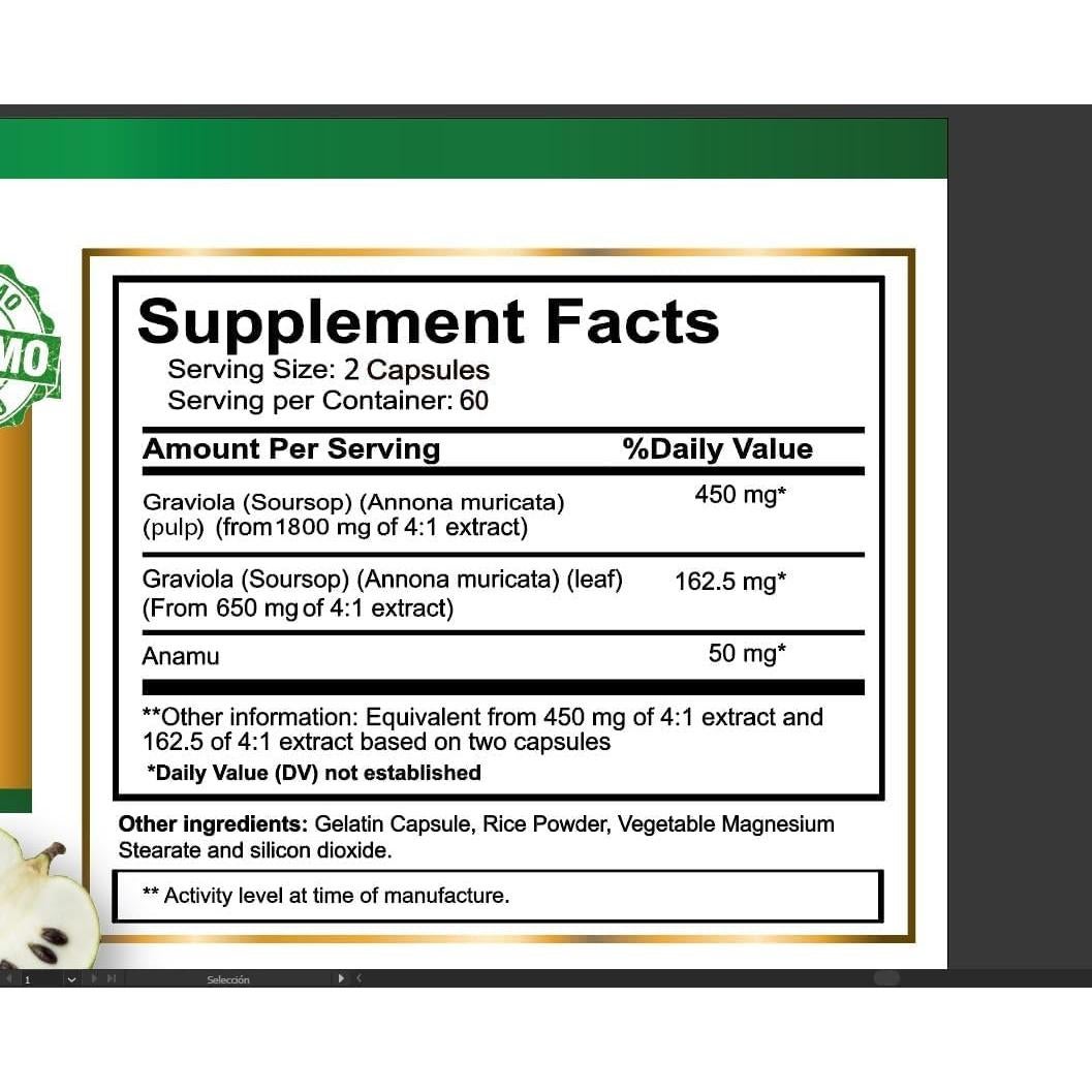 Suplemento Dietético Graviola Vitamisan 120 Cápsulas Antioxidante