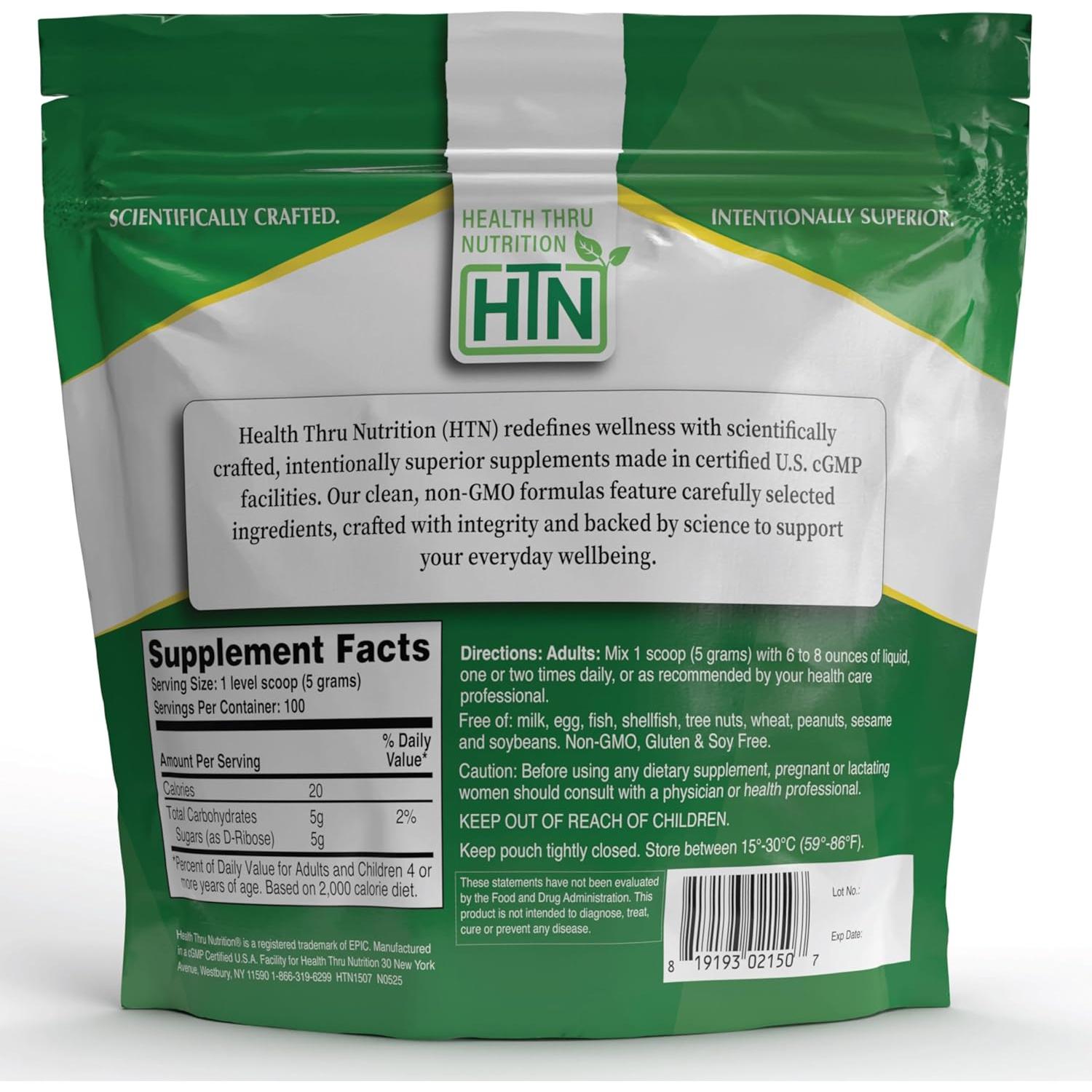 D-Ribosa en Polvo Puro Health Thru Nutrition 500g - Energía Celular