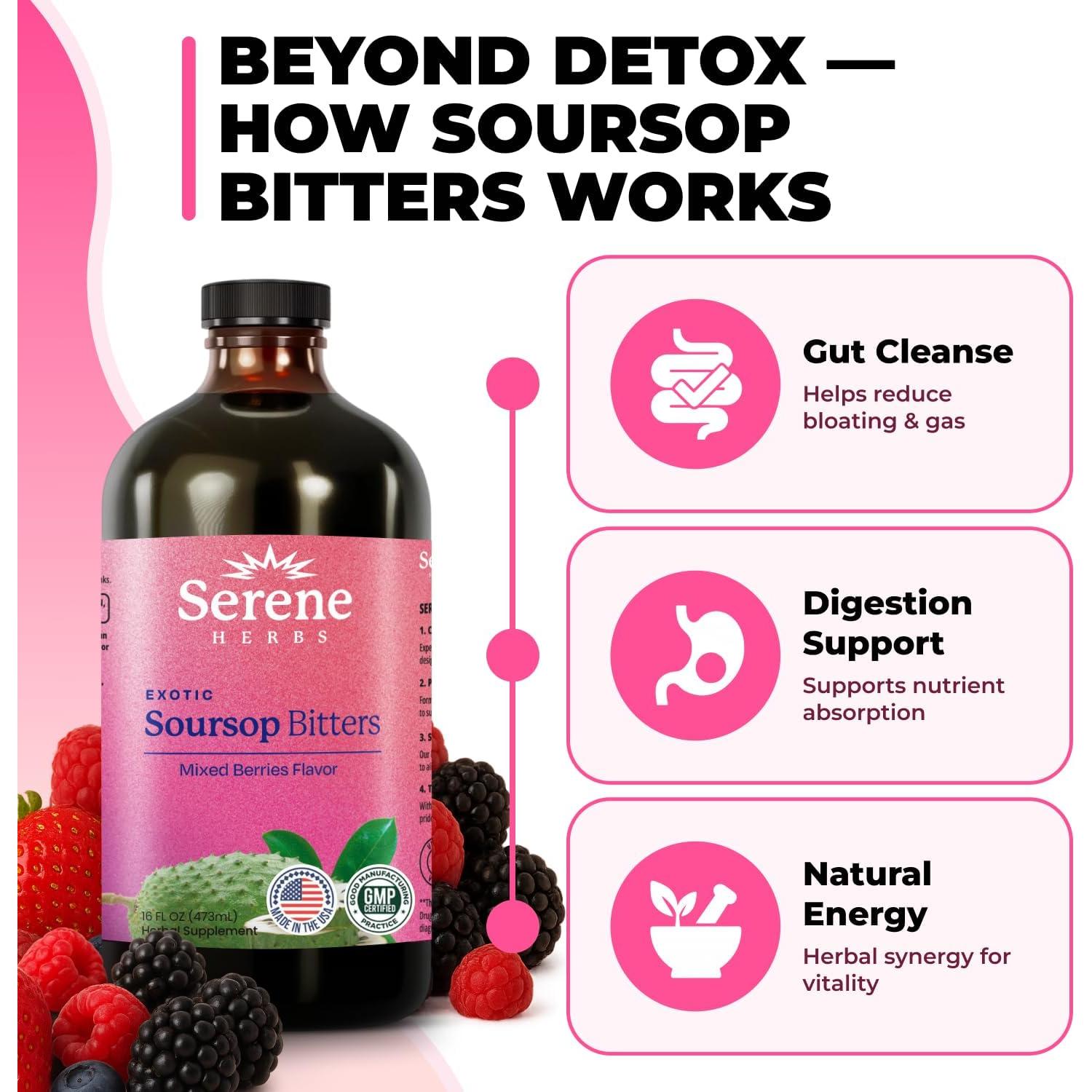 Bitters de Guanábana Serene Herbs 473 ml - Sabor Frutos Rojos - Vegano