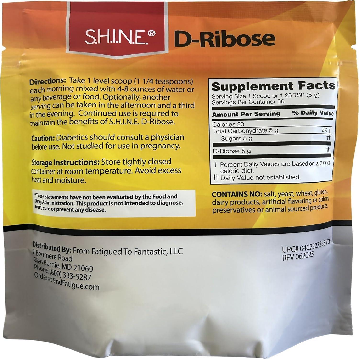 D-Ribosa en polvo S.H.I.N.E. 280 g Bioenergy Ribose