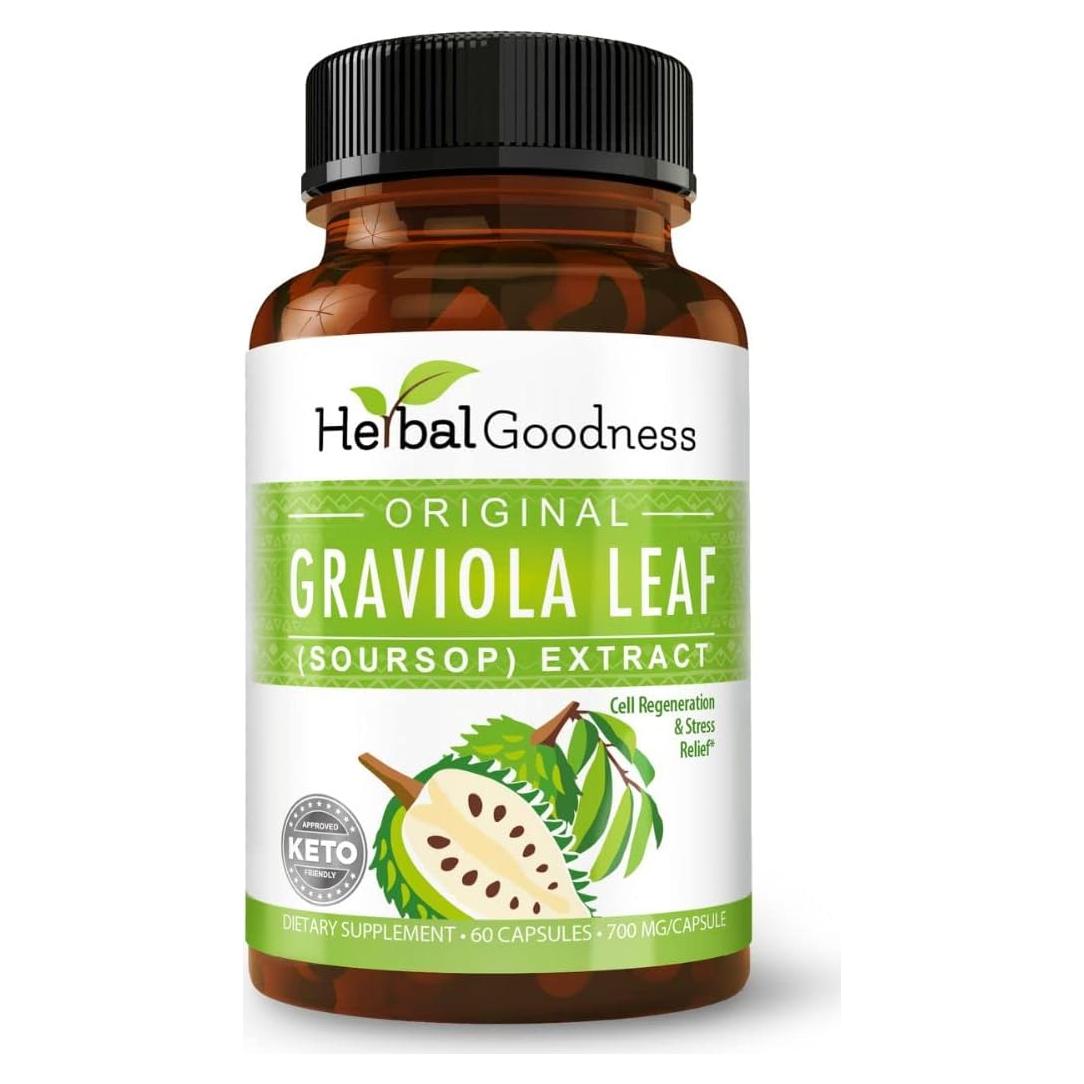 Cápsulas de Graviola Herbal Goodness 60ct - 700mg Orgánico