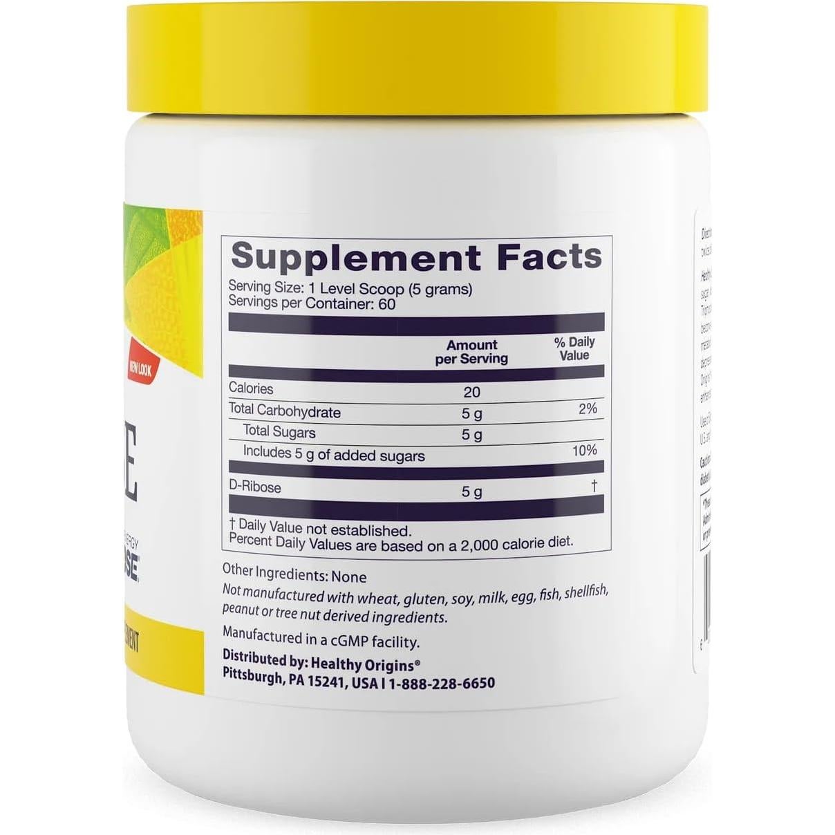 Healthy Origins D-Ribose en Polvo 300g - Energía y Soporte Cardiaco