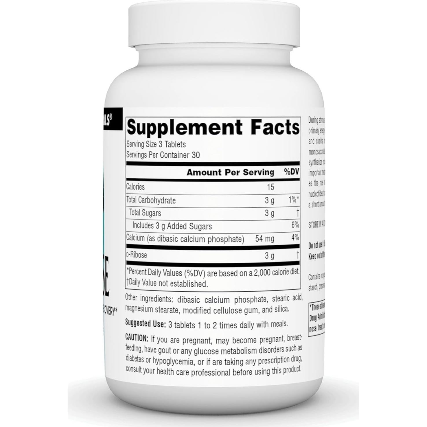 D-Ribosa Source Naturals 90 Tabletas - Energía y Recuperación