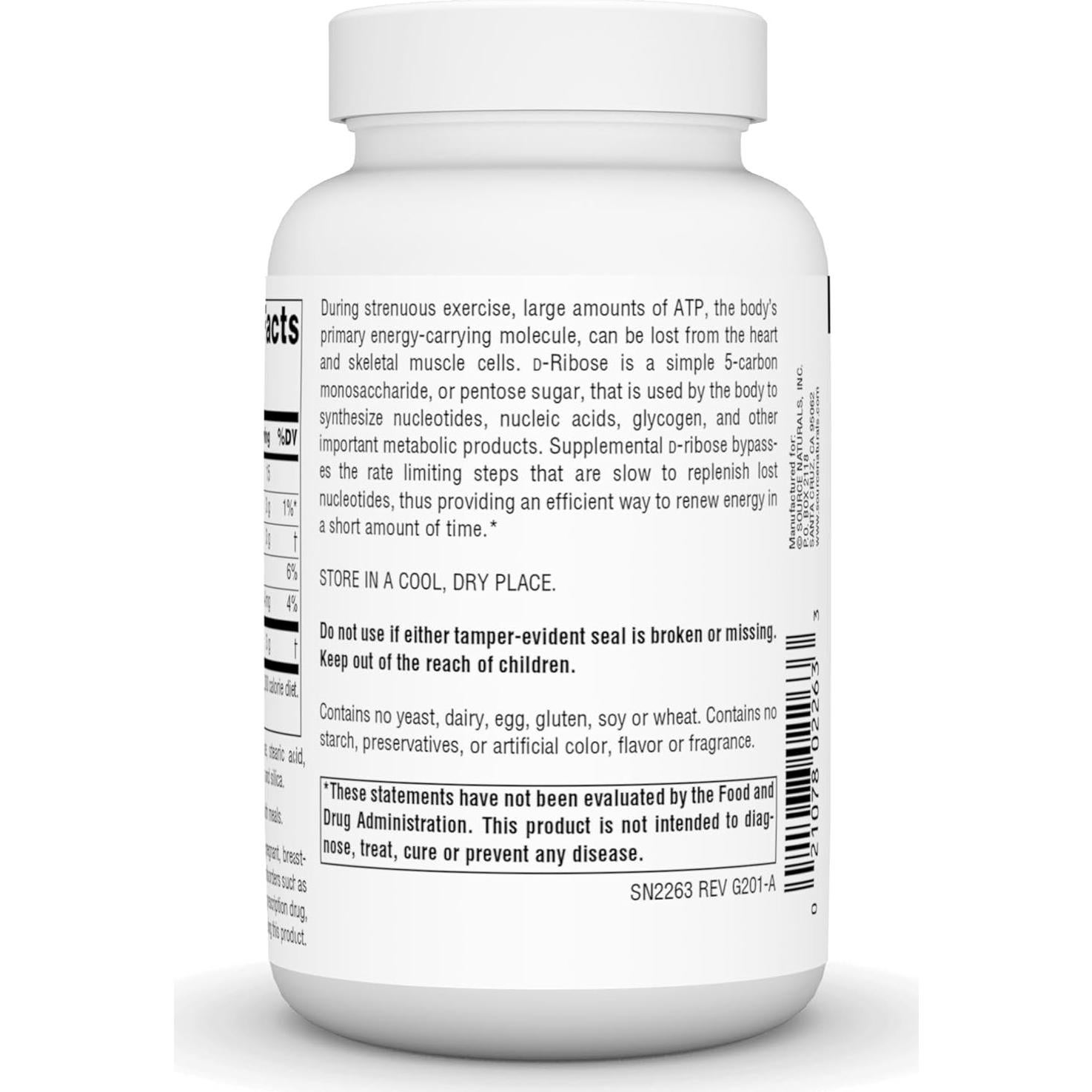 D-Ribosa Source Naturals 90 Tabletas - Energía y Recuperación