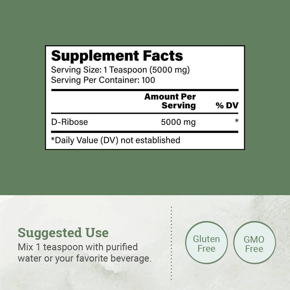 Polvo de D-Ribosa Earth Harmony 500g - Energía y Recuperación