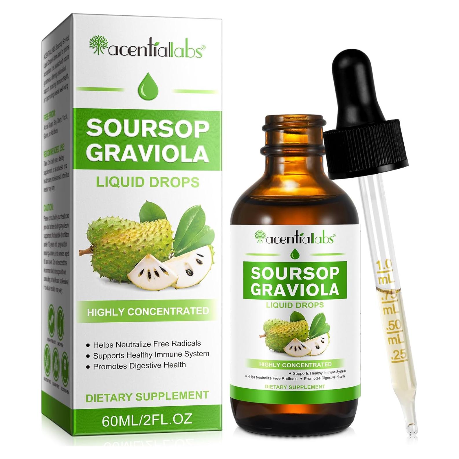 Gotas Líquidas de Graviola Soursop 59 ml - Extracto Natural Antioxidante