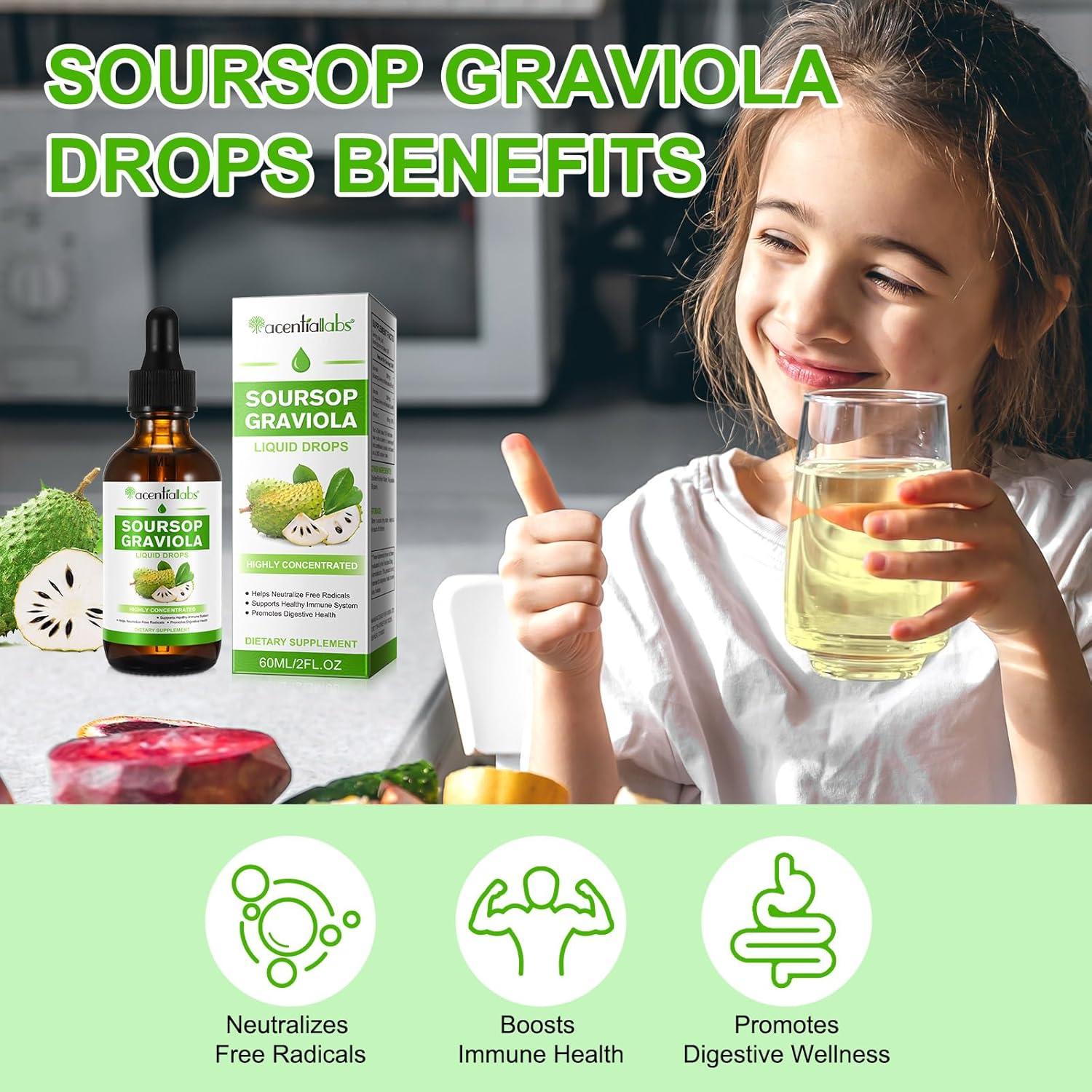 Gotas Líquidas de Graviola Soursop 59 ml - Extracto Natural Antioxidante