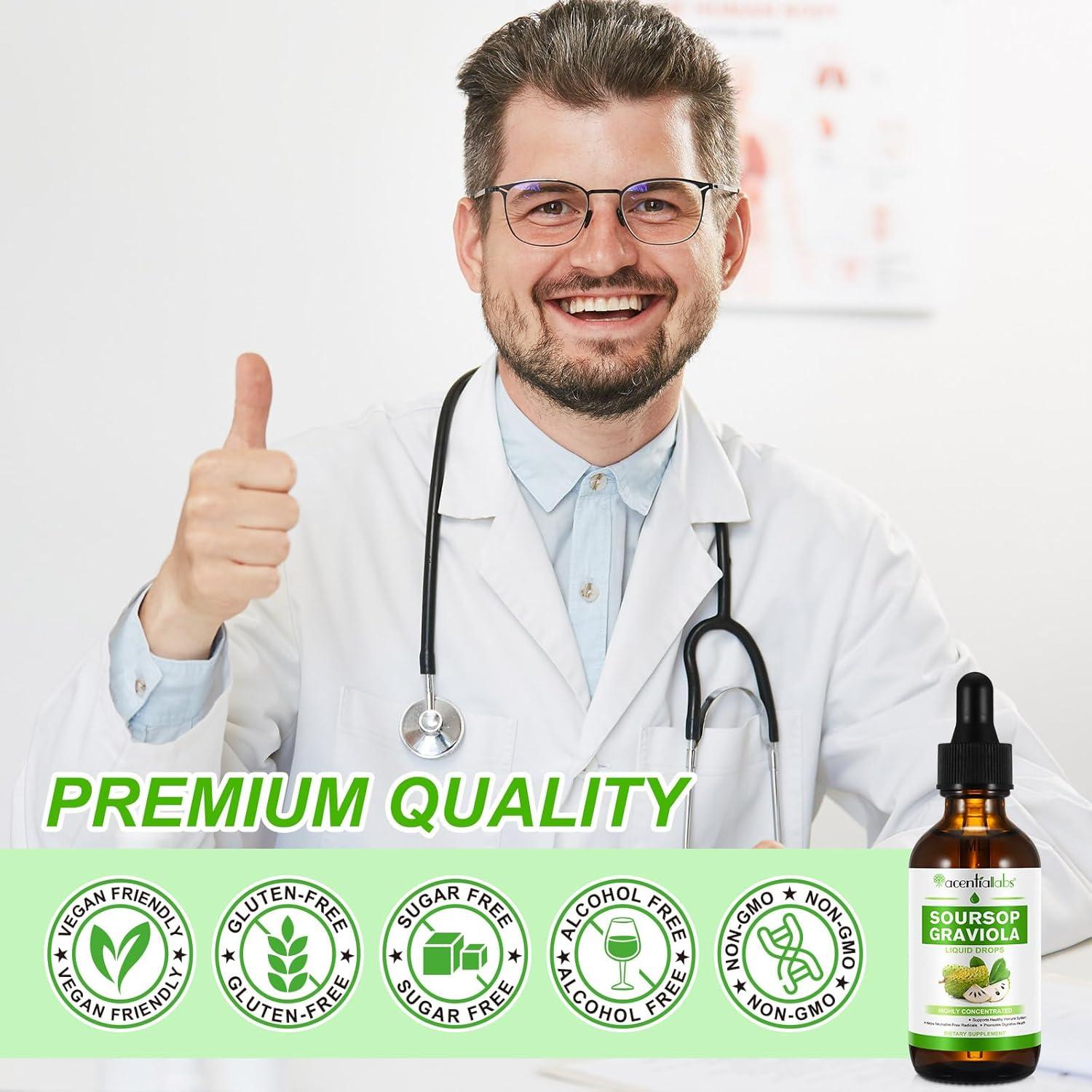 Gotas Líquidas de Graviola Soursop 59 ml - Extracto Natural Antioxidante