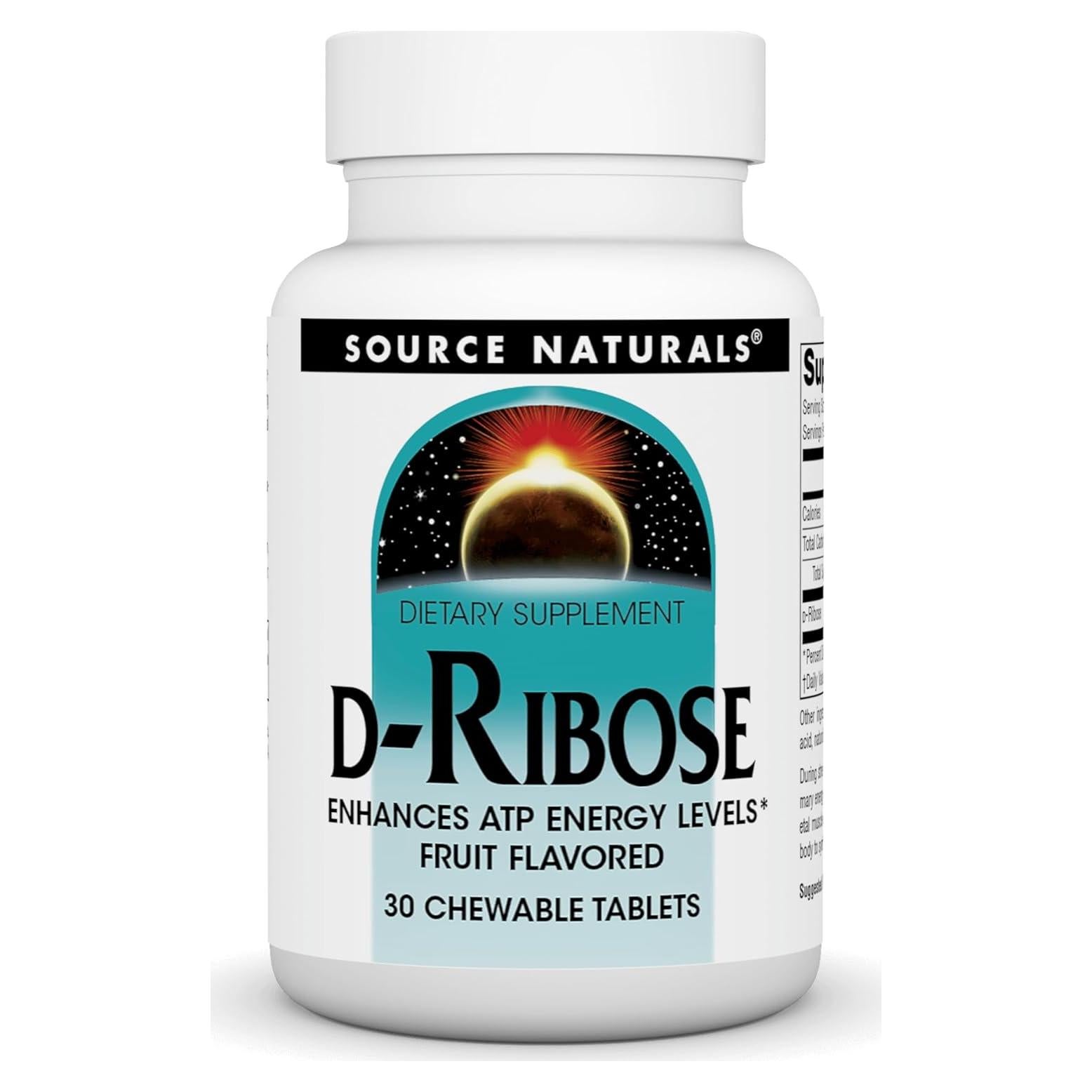 D-Ribosa 1000 mg Source Naturals 30 tabletas vegetarianas