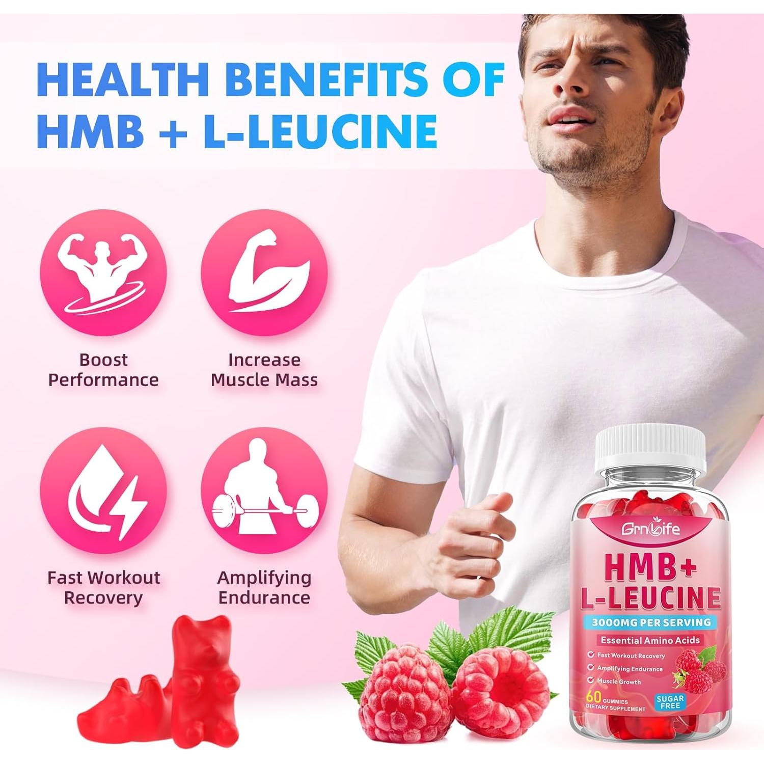 Gomitas de HMB y L-Leucina GrnLife 3000mg 120 unidades